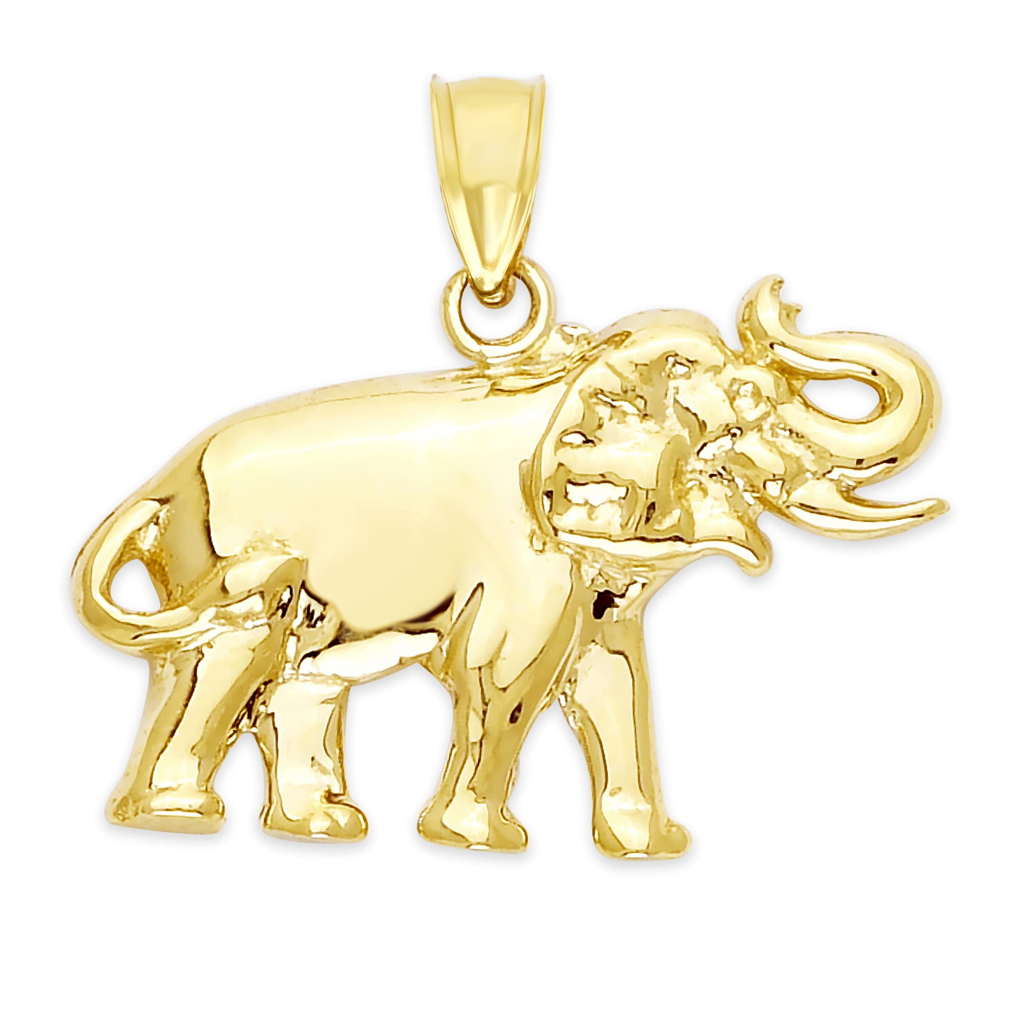 10K Solid Gold Elephant Pendant Necklace - Spiritual Animal Jewelry for Women - Lucky Charm Gift for Her - Yellow Gold One Size - Perfect for Birthdays, Anniversaries & Everyday Elegance
