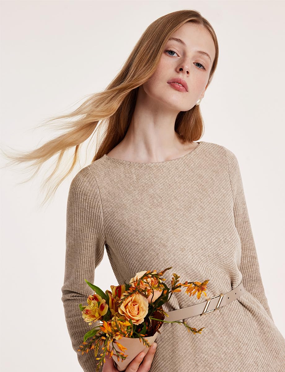 Trendy 2023 Women's Long Sleeve Pullover Top & Tulle Skirt Set with Belt - Elegant Outfit for Party, Date Night & Special Occasions