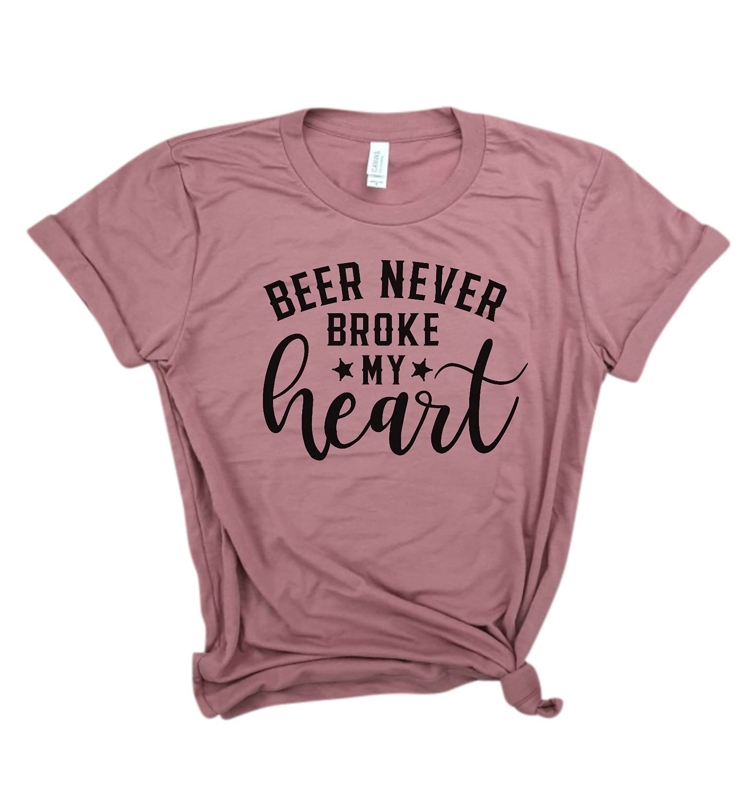 Beer Never Broke My Heart Country Shirt | Funny Beer Lover & Southern Style T-Shirt for Women | Perfect for Valentine's Day, Girls Night Out & Country Concerts