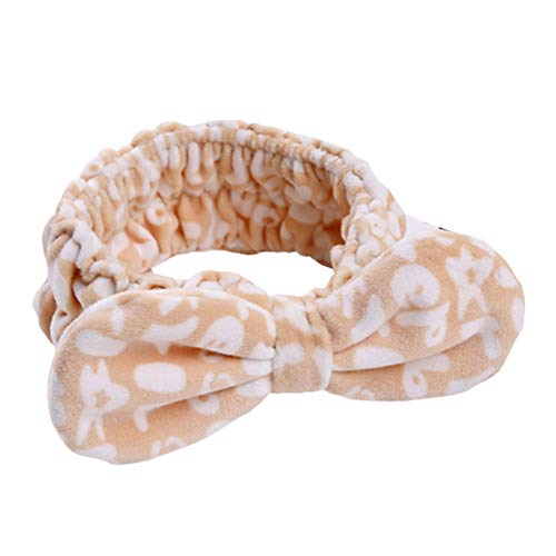 Women's Soft Plush Elastic Headband with Bowknot - Gentle Face Washing & Skincare Hair Accessory for Makeup, Spa, and Relaxation at Home