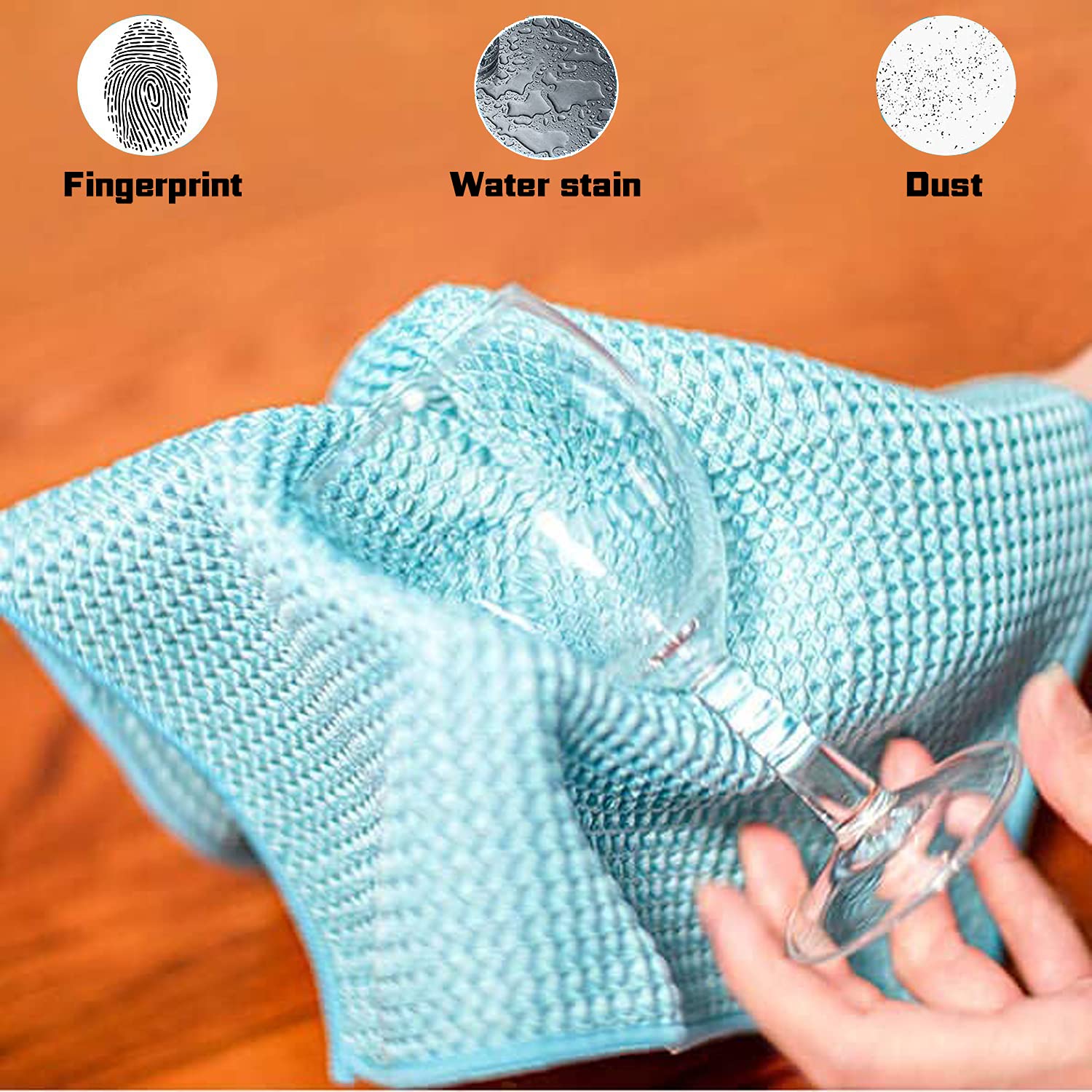 Premium 8-Pack Waffle Weave Microfiber Cleaning Cloths - Ultra Absorbent Kitchen Dish Towels (12