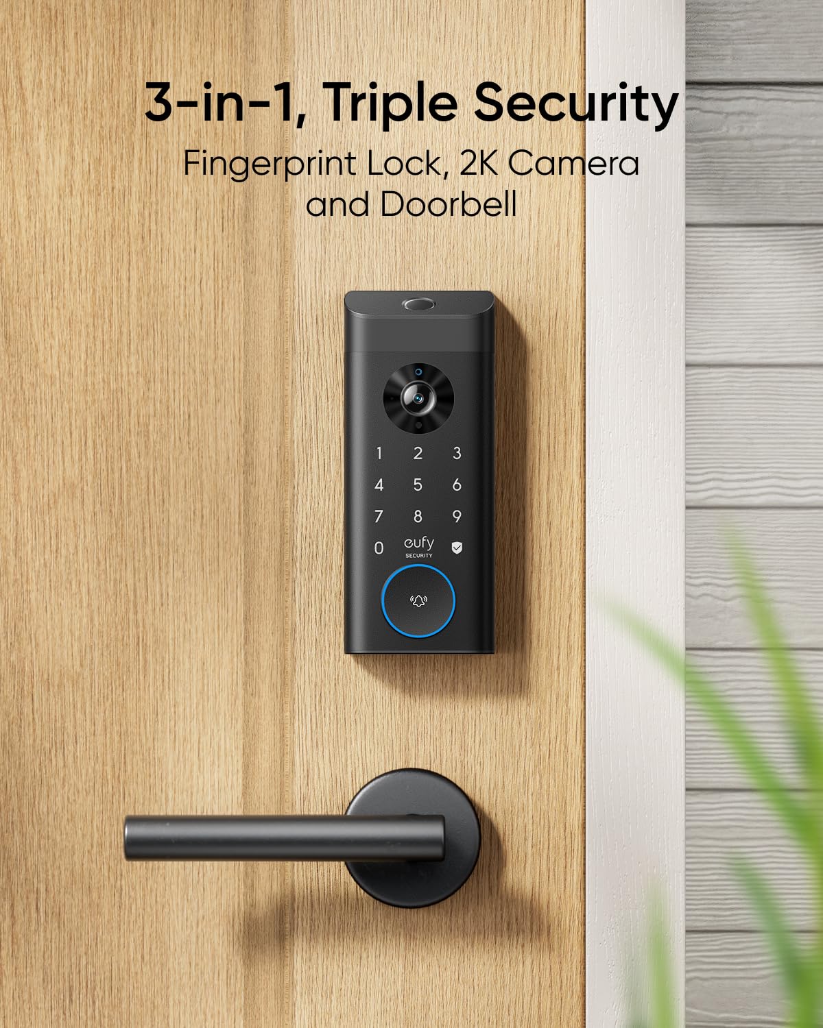 eufy Security Video Smart Lock E330 - 3-in-1 Smart Door Lock with Camera, Doorbell & Fingerprint Keyless Entry | Built-in WiFi Deadbolt | Easy Installation for Front Door Security | Perfect for Home, Apartment & Airbnb Smart Access Control