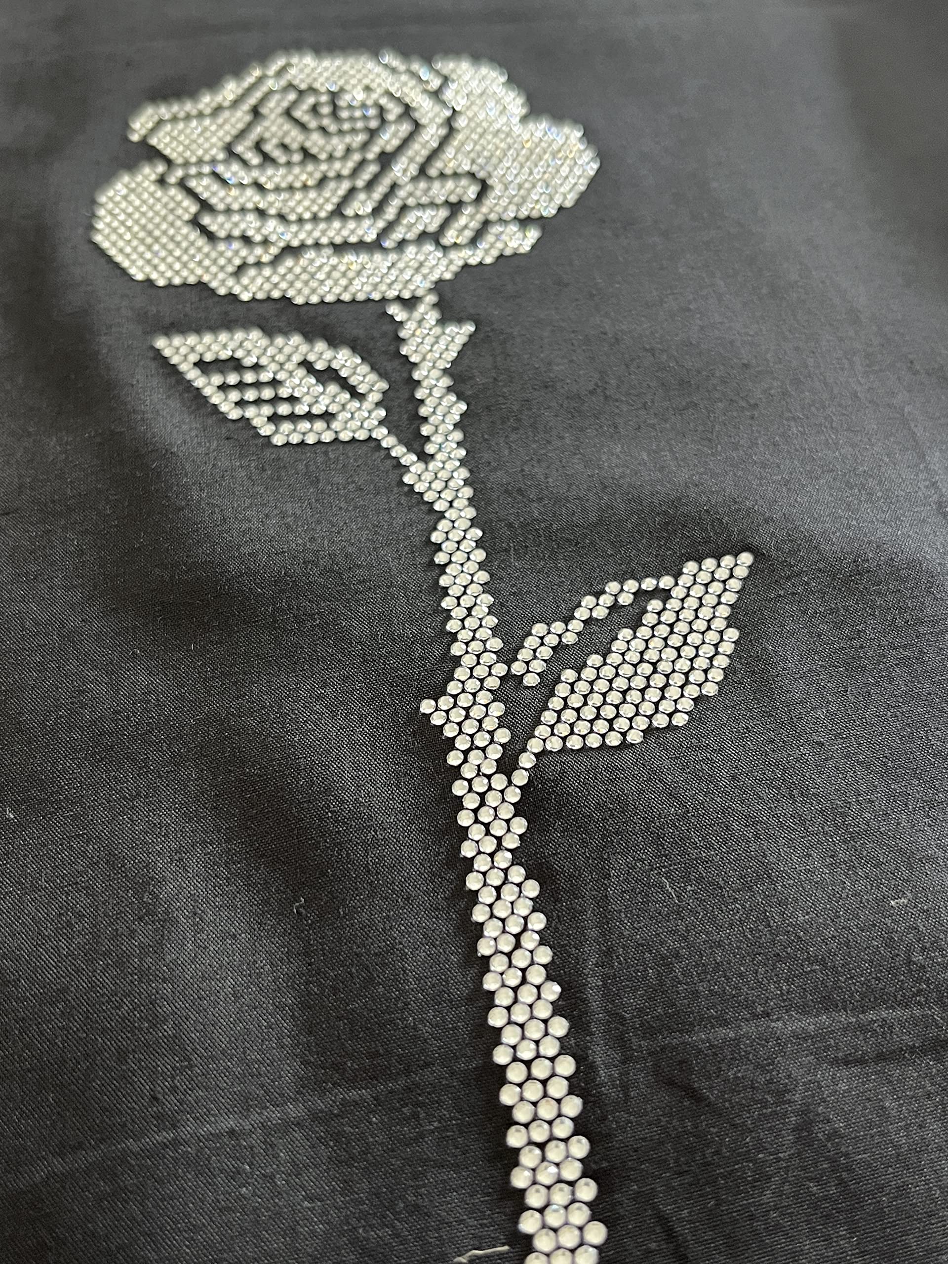 Rhinestop AB Single Rose Iron-on Rhinestone Design for DIY Clothing & Fabric Decoration | Wedding Dress Embellishment, Costume Accessories, Fashion Craft Projects