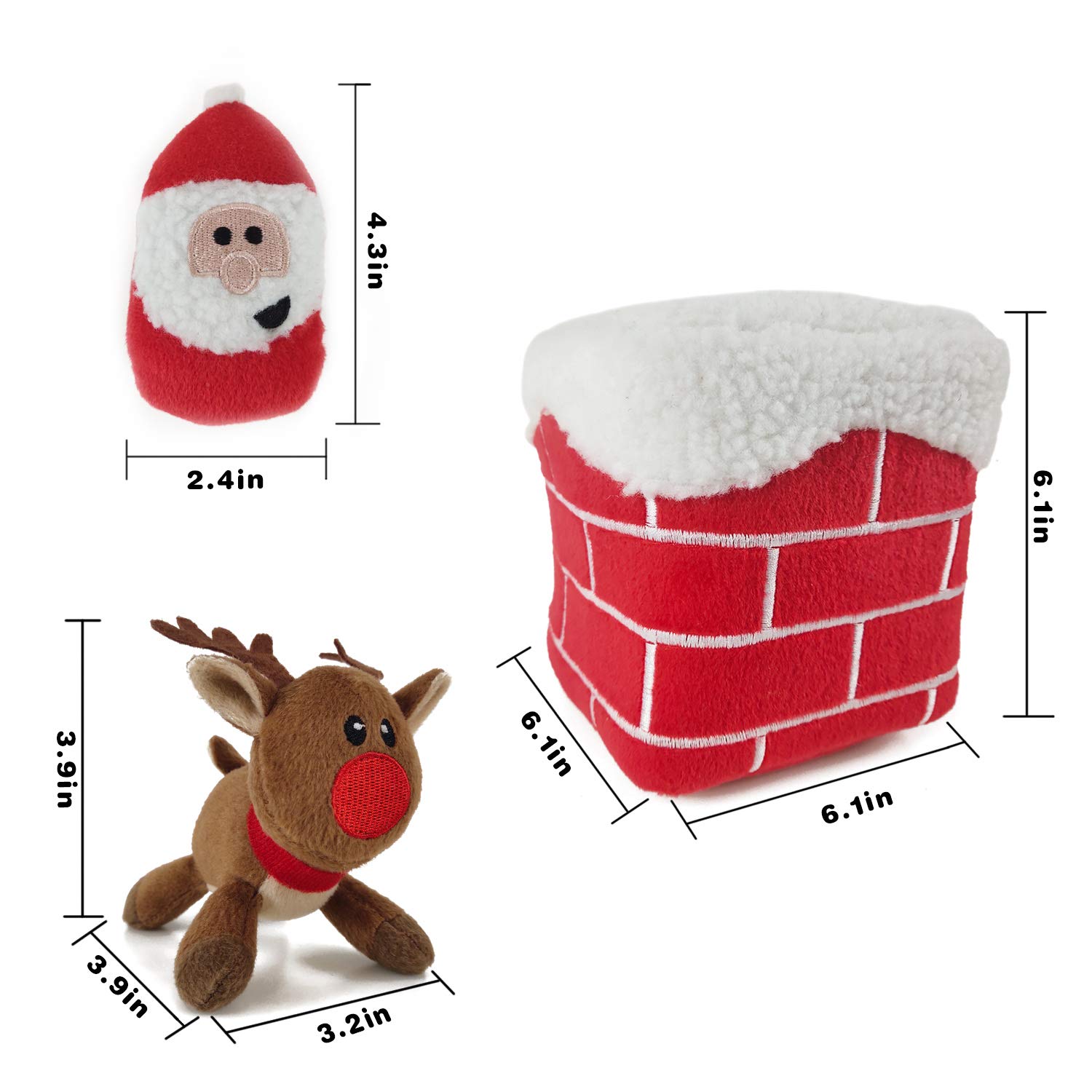 Christmas Dog Toys - Santa & Reindeer Squeaky Interactive Hide and Seek Dog Toy Set | Fun Holiday Chew Toys for Small Medium Large Dogs | Perfect for Christmas Gifts, Puppy Playtime & Festive Pet Photos