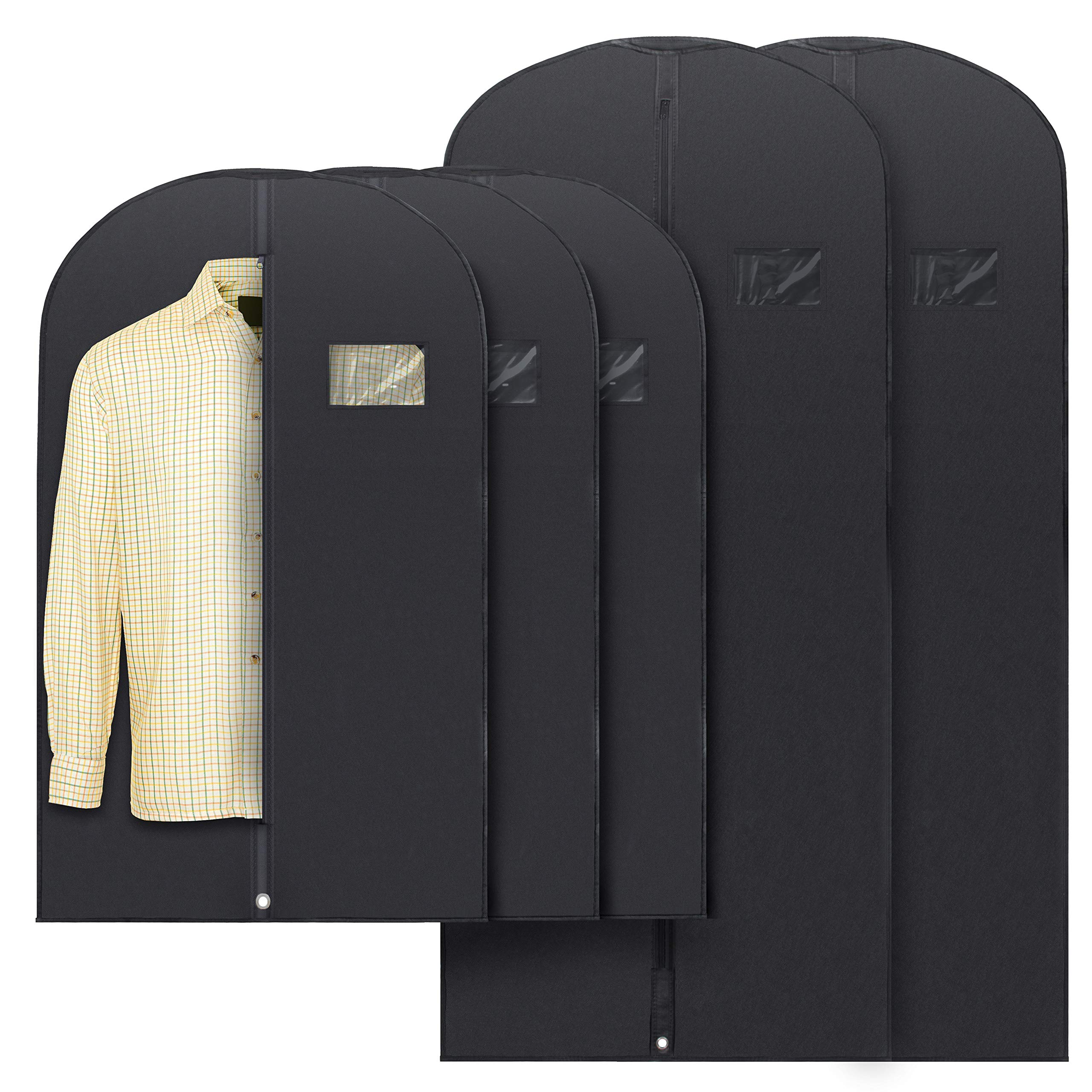 Plixio Garment Bags for Travel - 100 Pack Mixed Sizes Suit Bags with Zipper & Clear Window - Perfect for Dresses, Shirts, Coats Storage - Ideal for Business Trips, Weddings & Closet Organization (Black)