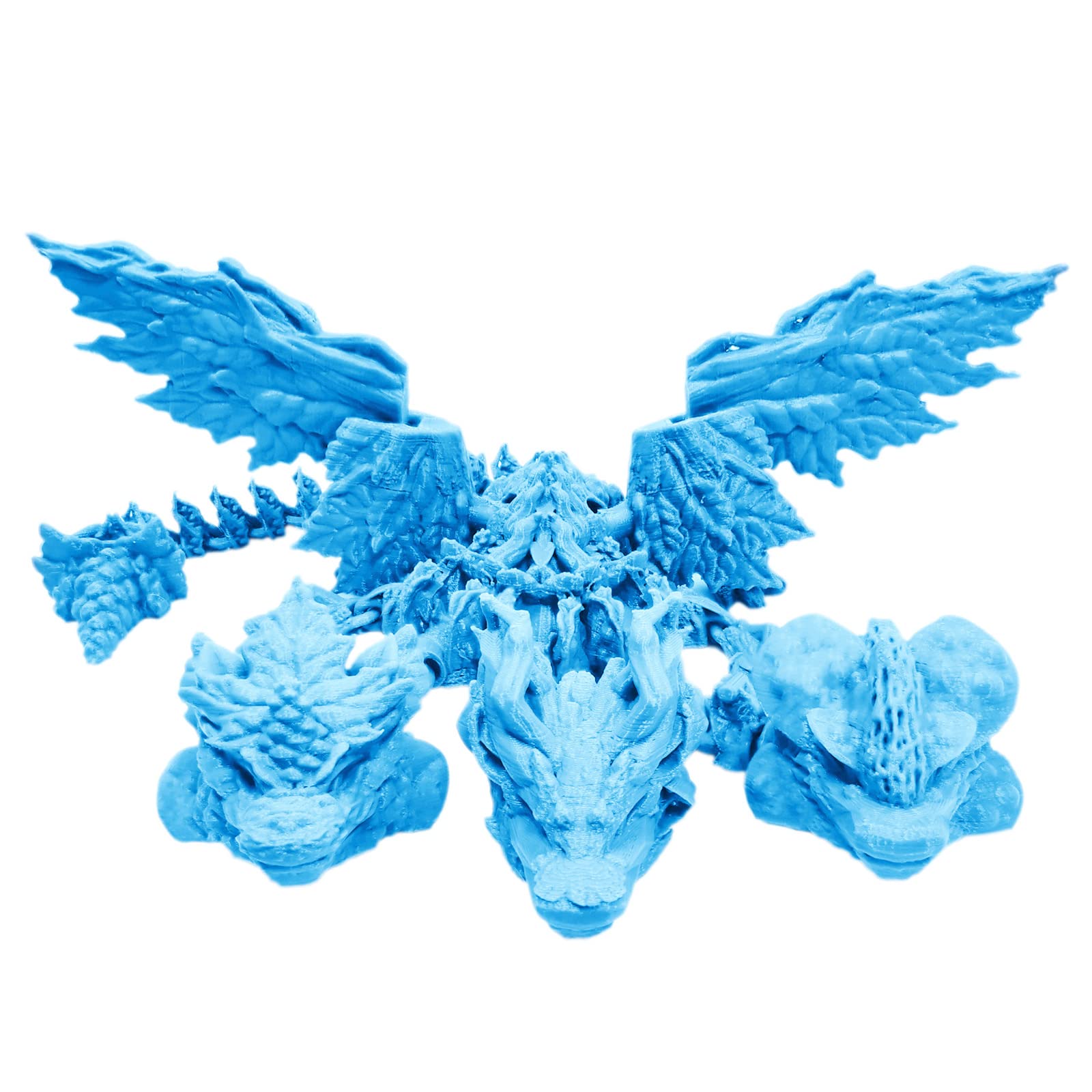 3D Printed Articulated Three-Headed Dragon Toy - Ancient Mythical Beast Monster with Deformable Joints, Anti-Anxiety Action Figure for Collectors (Sky Blue, 15.7 Inches) - Perfect for Home Decor, Fantasy Collections, and Stress Relief