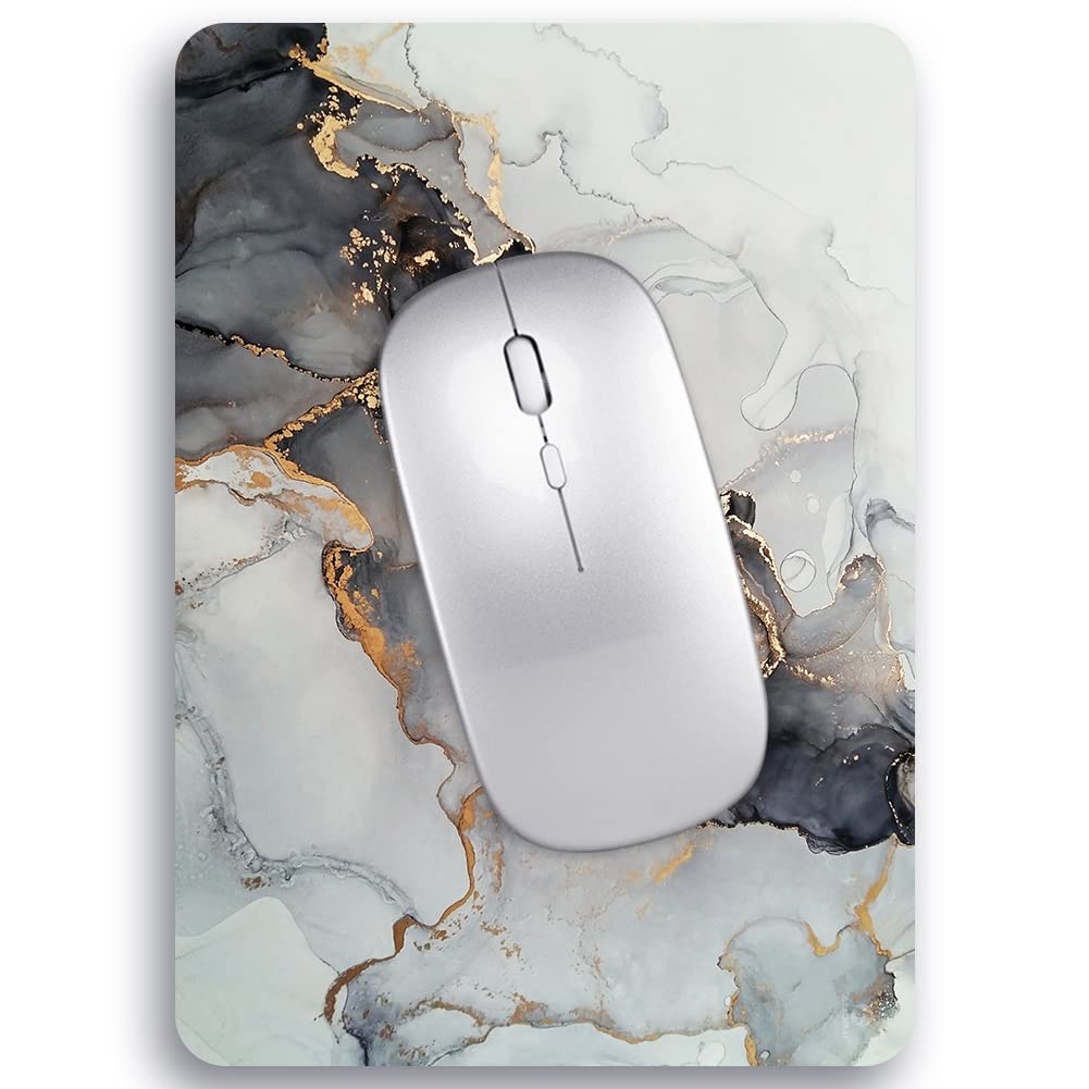 Audimi Small Mouse Pad 6 x 8 Inch - Mini Thick Non-Slip Mouse Mat for Laptop, Wireless Mouse, Home Office & Travel - Portable, Washable Desk Pad (Grey Marble) - Perfect for Work, Gaming & Study