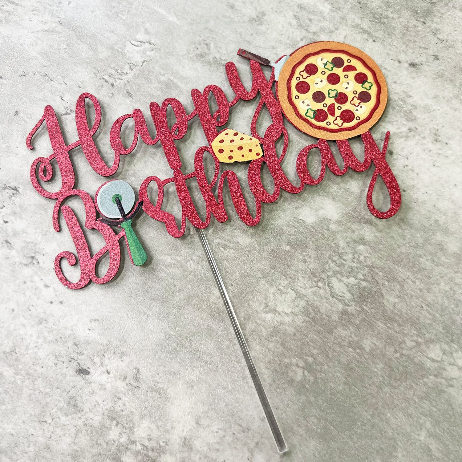 Pizza Happy Birthday Cake Topper - Pizza Theme Party Decorations for Pizza Lovers | Perfect for Birthday Cakes, Pizza-Themed Parties & Foodie Celebrations