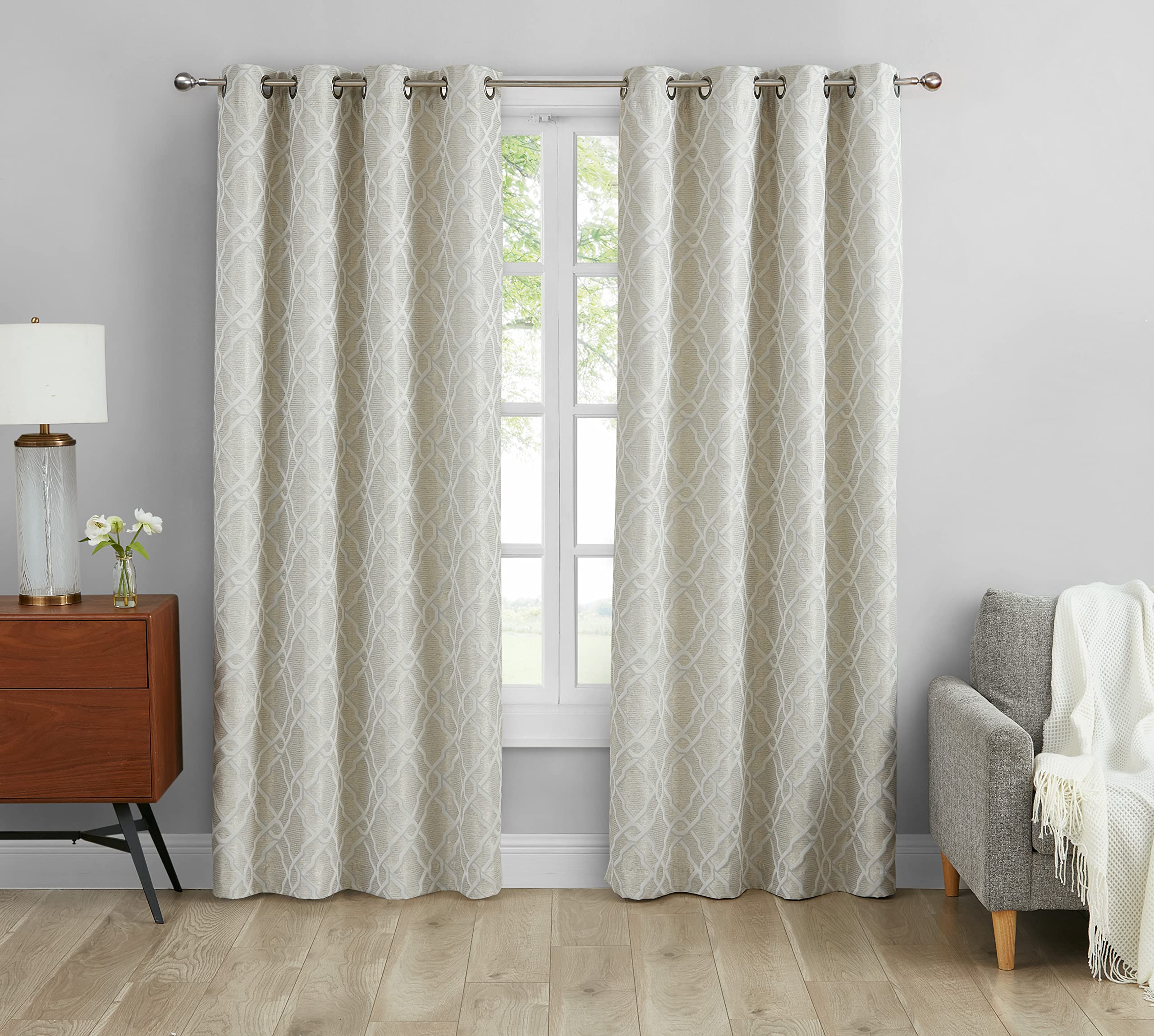 SARO LIFESTYLE Modern Print Blackout Window Curtains (Set of 2 Panels) - Thermal Insulated Room Darkening Drapes for Living Room, Bedroom & Nursery