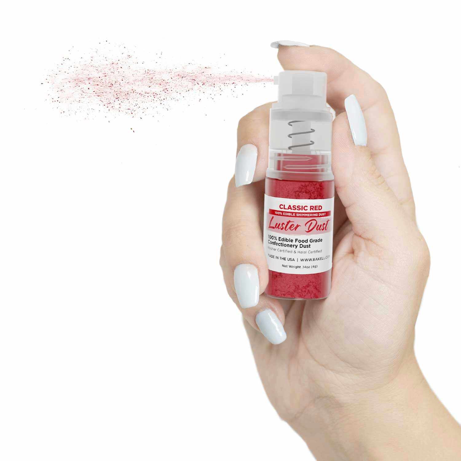 Classic Red Luster Dust 4g Mini Pump - Edible Cake Decorating Powder for Baking, Candy Making & DIY Crafts - Perfect for Wedding Cakes, Cupcakes & Chocolate Decoration
