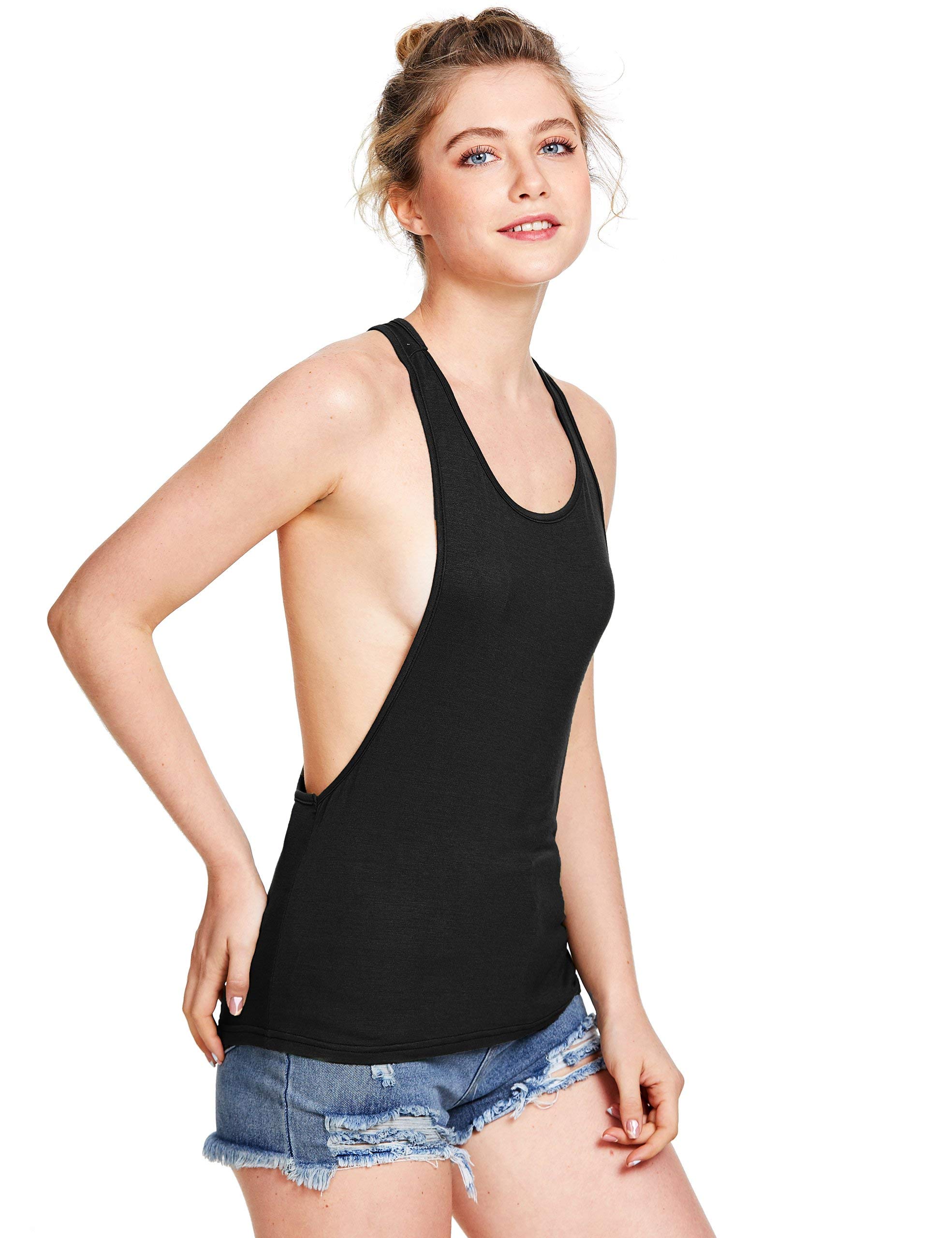 THE BLAZZE Women's Sleeveless Loose Fit Racerback Yoga Tank Top - Breathable Workout Shirt for Gym, Running & Yoga (Medium, Black) | Perfect for Fitness, Pilates & Summer Activities