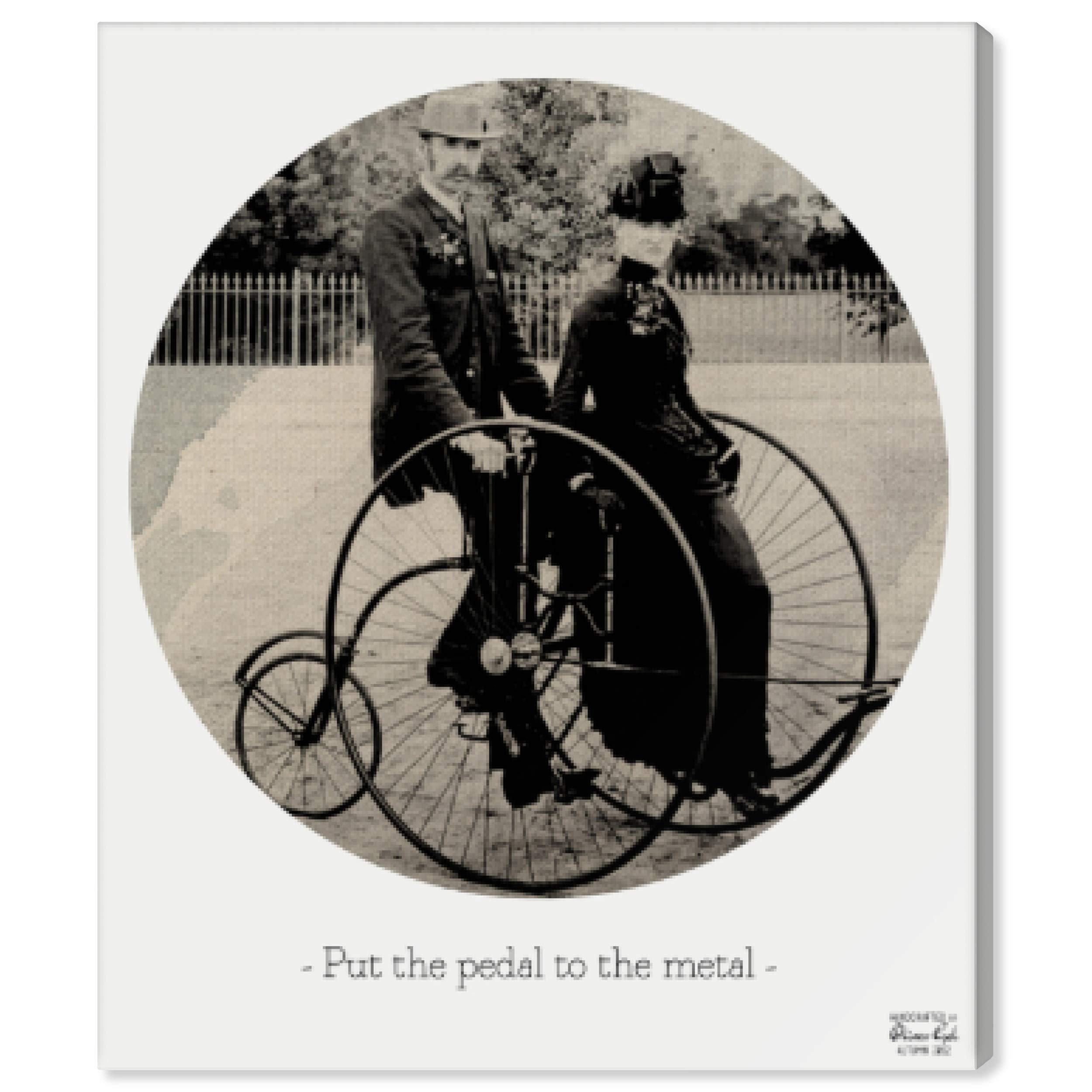 Oliver Gal Artist Co. 'Pedal to the Metal' Black & White Canvas Wall Art Print - 13x16 Inches - Modern Home Decor for Living Room, Bedroom & Office