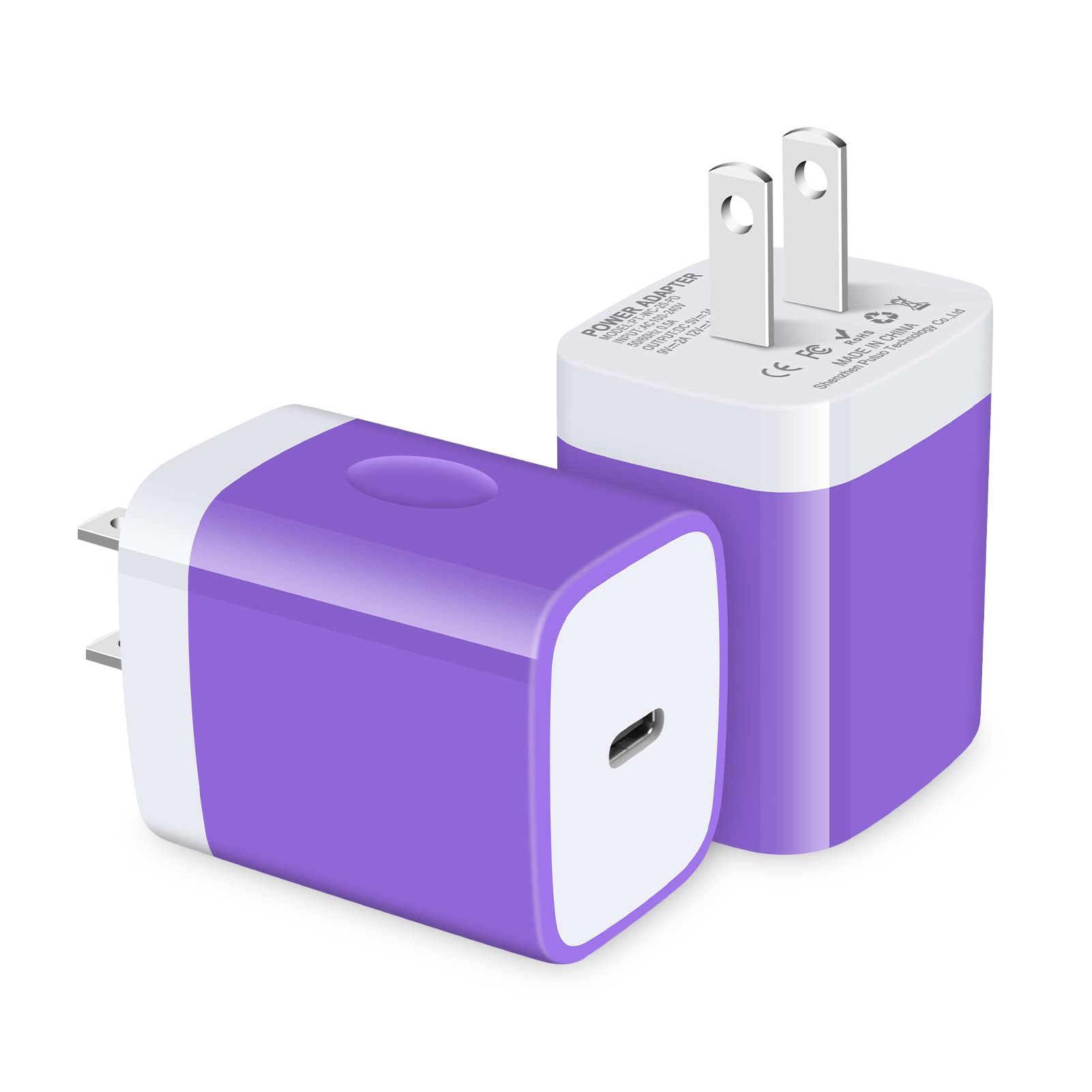 20W USB C Fast Charger Block 2-Pack - PD Compatible Power Brick for iPhone 14/14 Pro Max, 13 Pro, 12, 11 Pro & Samsung Galaxy S22 Ultra, S21 FE, A53 | Quick Charge for Home, Office & Travel