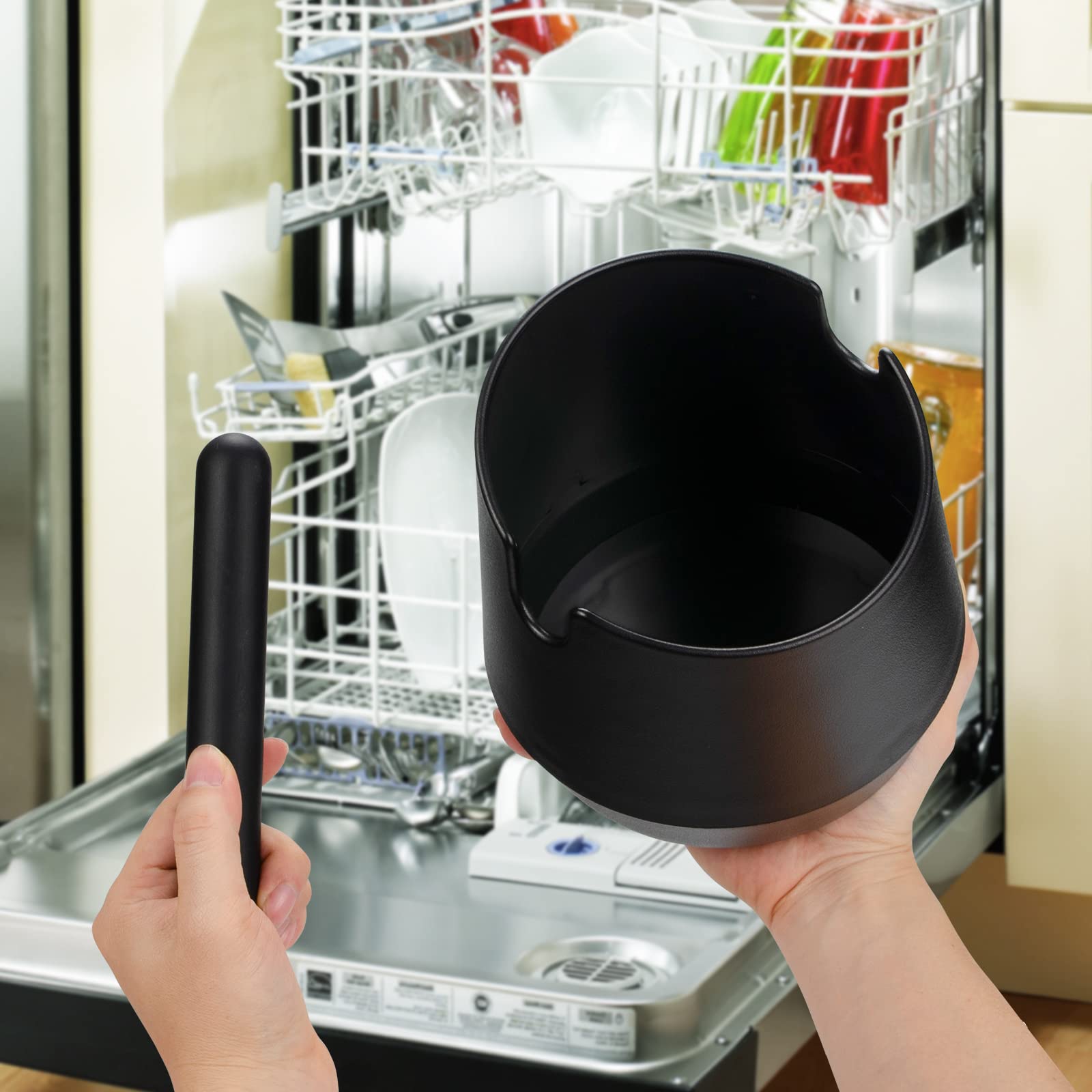5.8 Inch Espresso Knock Box with Removable Knock Bar & Non-Slip Base - Shock-Absorbent Coffee Grounds Disposal for Barista & Home Use - Perfect for Espresso Machines & Coffee Shops (Round)