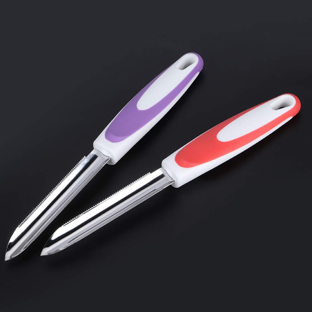 Premium Stainless Steel Fruit Corer Set - 2Pcs Kitchen Tool for Apples, Pears, Peppers | Orange & Purple (9.8x1.2in) | Perfect for Meal Prep, Fruit Platters & Healthy Snacks