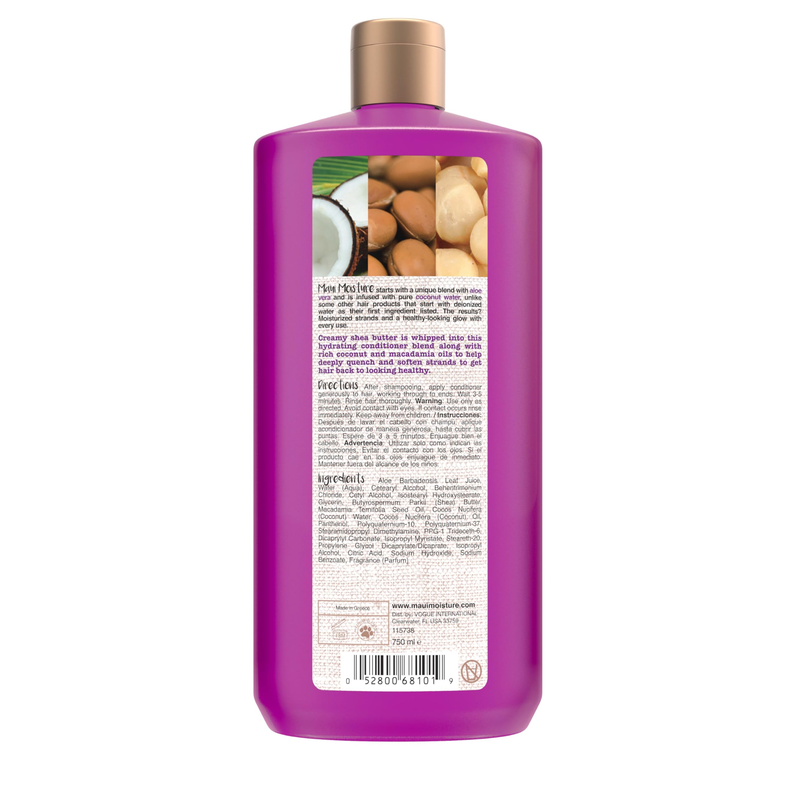 Maui Moisture Heal & Hydrate + Shea Butter Hair Conditioner for Dry Damaged Curly Hair - Vegan Silicone-Free with Macadamia Coconut Oil - 13 fl oz - Softens & Revives Coily Curls for Daily Hair Care & Styling