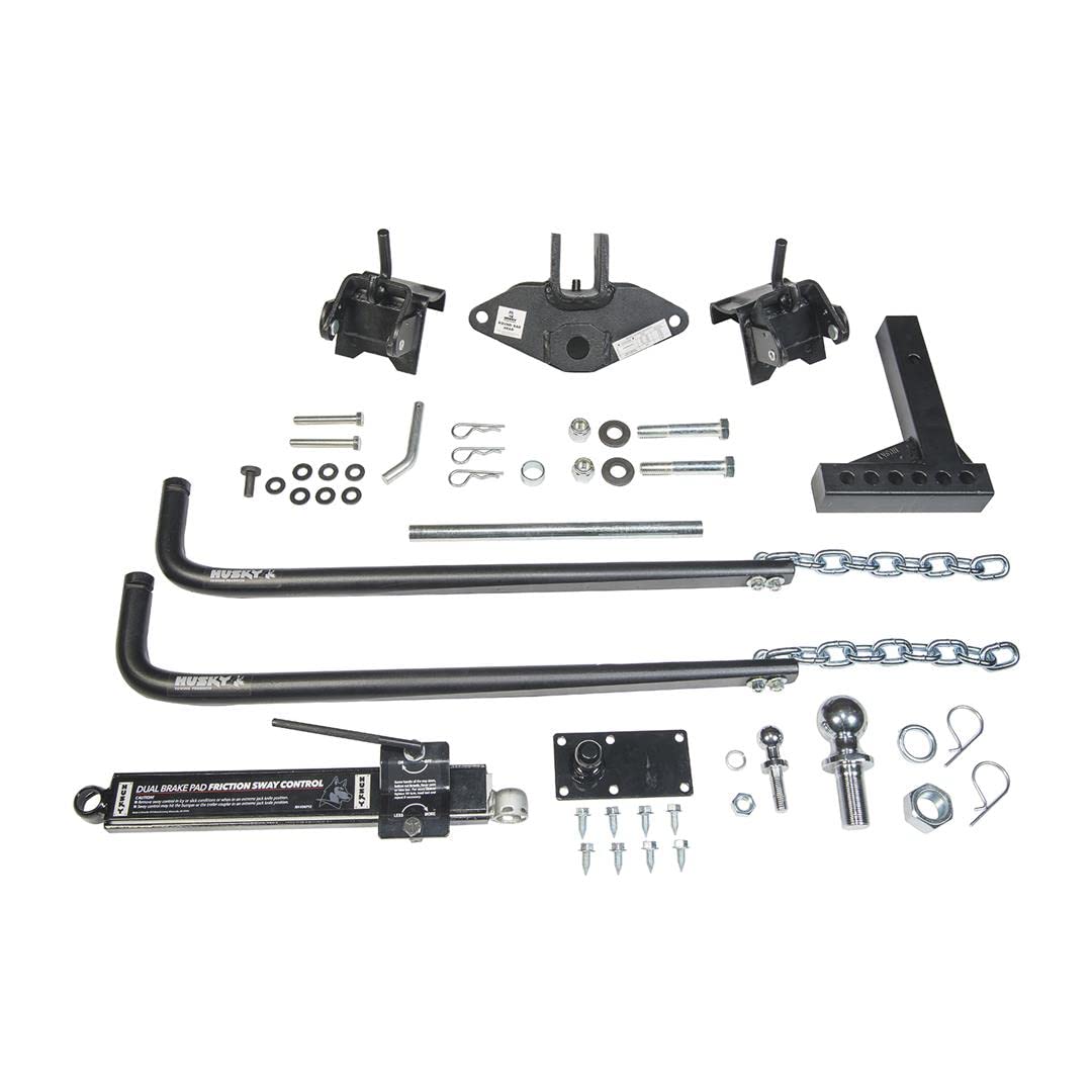 Husky 31986 Round Bar Weight Distribution Hitch - 600 lb Tongue Weight Capacity for Towing Trailers & Boats | Heavy-Duty Towing Solution for RVs & Campers