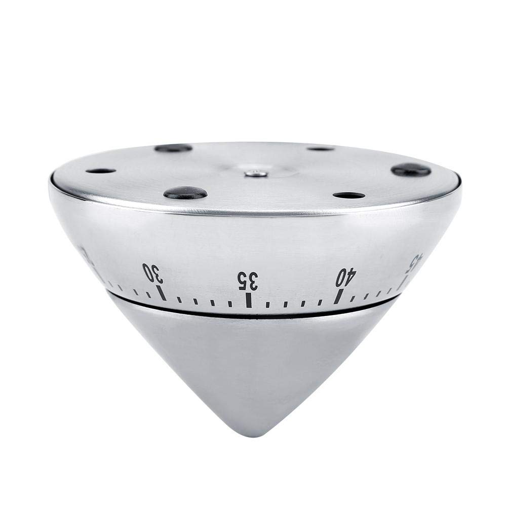 60 Minute Stainless Steel Mechanical Kitchen Timer - Cone Shaped Countdown Cooking Timer for Baking, Roasting & Meal Prep (Silver) | Perfect for Home Chefs & Professional Kitchens