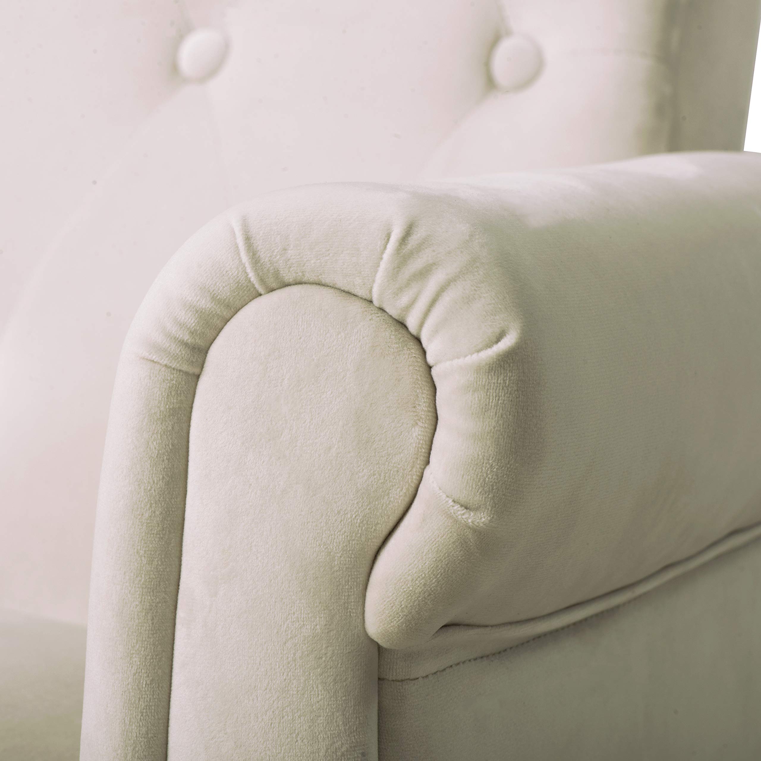 Mid Century Modern Accent Chair - Velvet Upholstered Armchair with Button Tufted Design & Padded Seat - Compact Space-Saving Chair for Living Room, Bedroom or Home Office - Off White - Perfect for Small Apartments & Cozy Reading Nooks