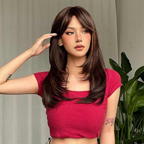 Stylish Synthetic Layered Hair with Highlighted Bangs - Perfect for Cosplay, Costume Parties & Everyday Fashion