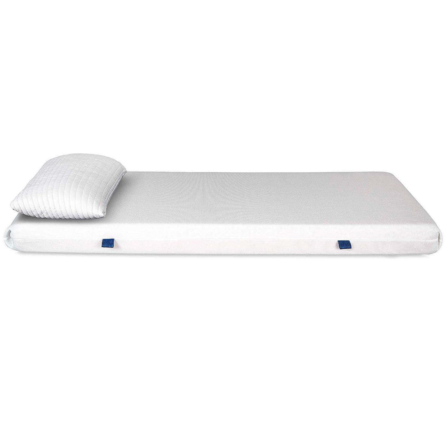 EvergreenWeb - 15cm High Density Foam Mattress 85x195cm with Free Viscoelastic Pillow, Air Space Cover, Breathable Fabric, Orthopedic Support - White - Perfect for Guest Beds, Dorm Rooms & Small Apartments