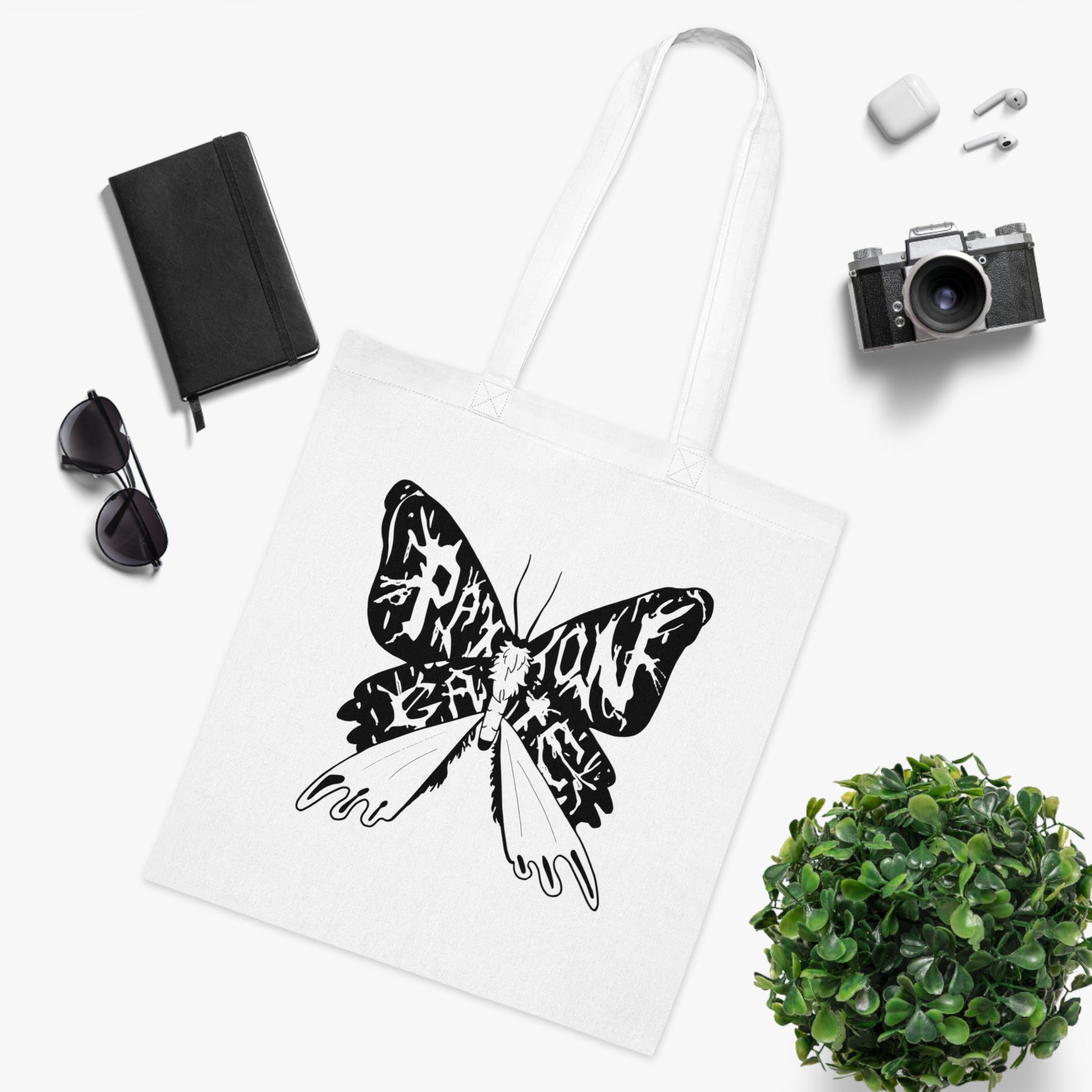 Premium Cotton Moth Tote Bag - Eco-Friendly Reusable Shopping Bag for Women & Men - Perfect for Groceries, Beach, Work & Travel