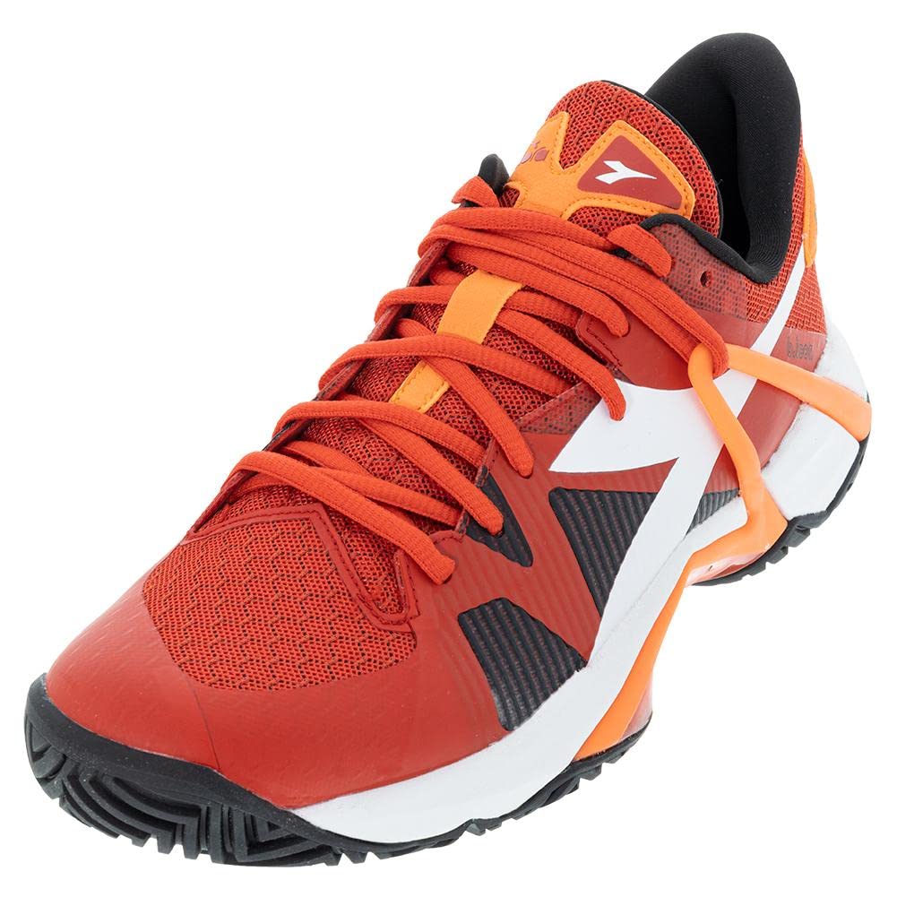 Diadora B.Icon AG Men's Tennis Shoes - Size 9.5 Fiery Red/White | Lightweight Performance Court Shoes for Competitive Play & Casual Wear