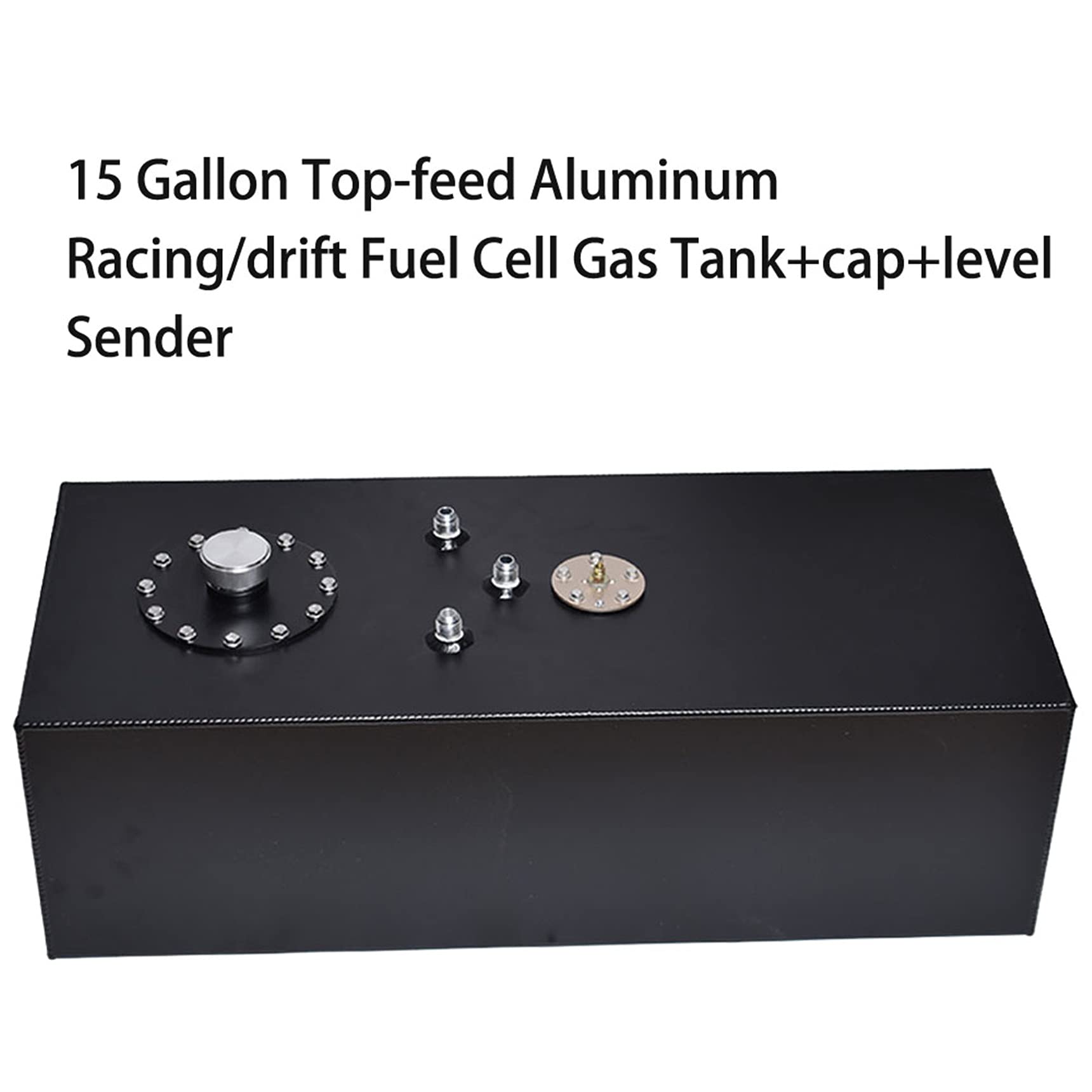 15 Gallon Aluminum Racing Drift Fuel Cell with Top-Feed Design, Gas Tank Cap & Level Sender - High Performance for Track, Off-Road & Custom Car Builds
