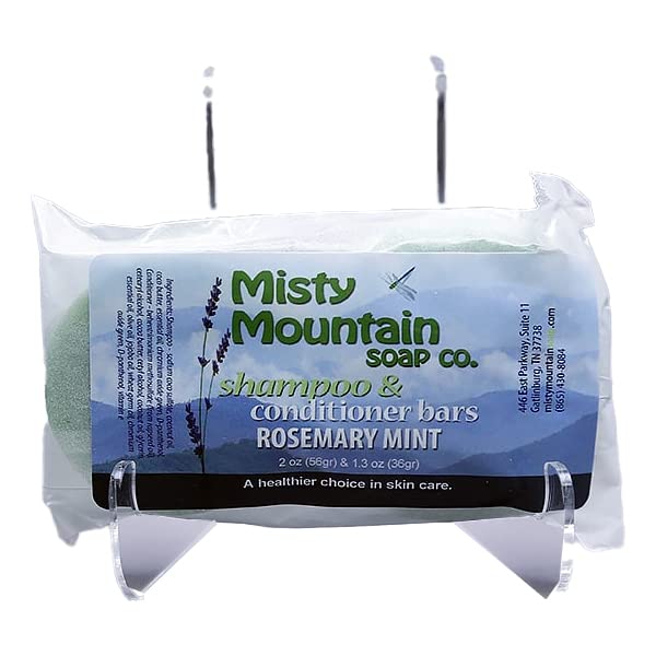 **Rosemary Mint Shampoo & Conditioner Bar Set - Sulfate-Free, Handmade, Vegan & Eco-Friendly by Misty Mountain Soap Co. - Perfect for Travel, Zero Waste & Natural Hair Care**