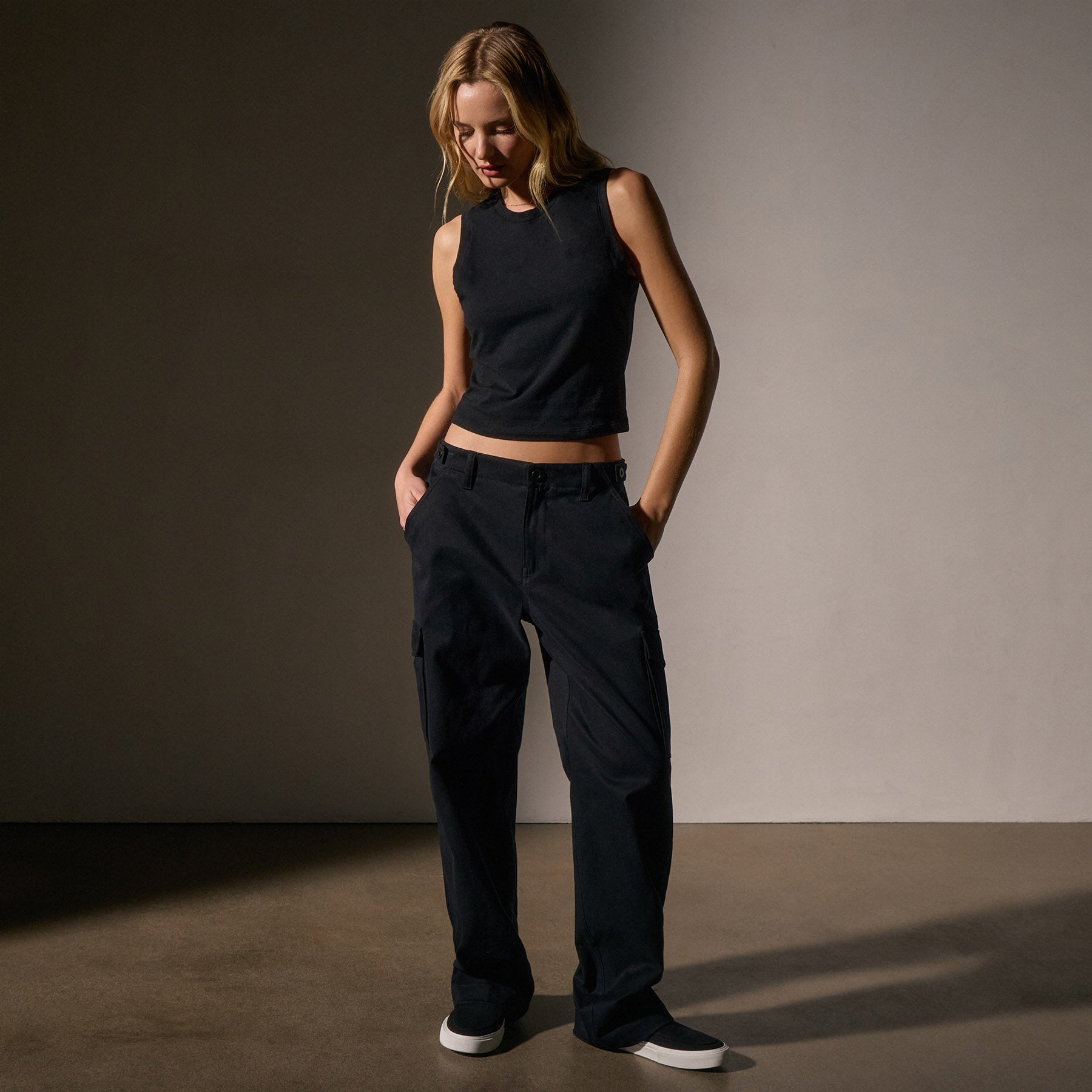 Cropped Shell Top for Women - Black Summer Beachwear, Casual Outfit & Layering Staple