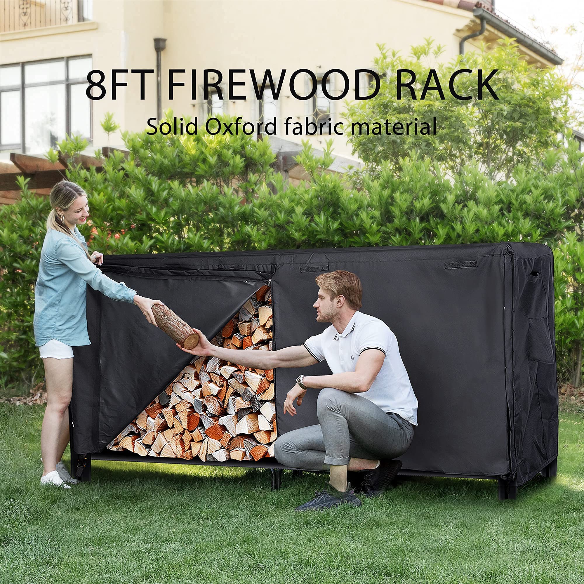 VIVOHOME 17 Inch Heavy Duty Firewood Rack - Indoor/Outdoor Log Storage Holder with 8ft Capacity - Perfect for Fireplace, Patio, and Camping Wood Storage