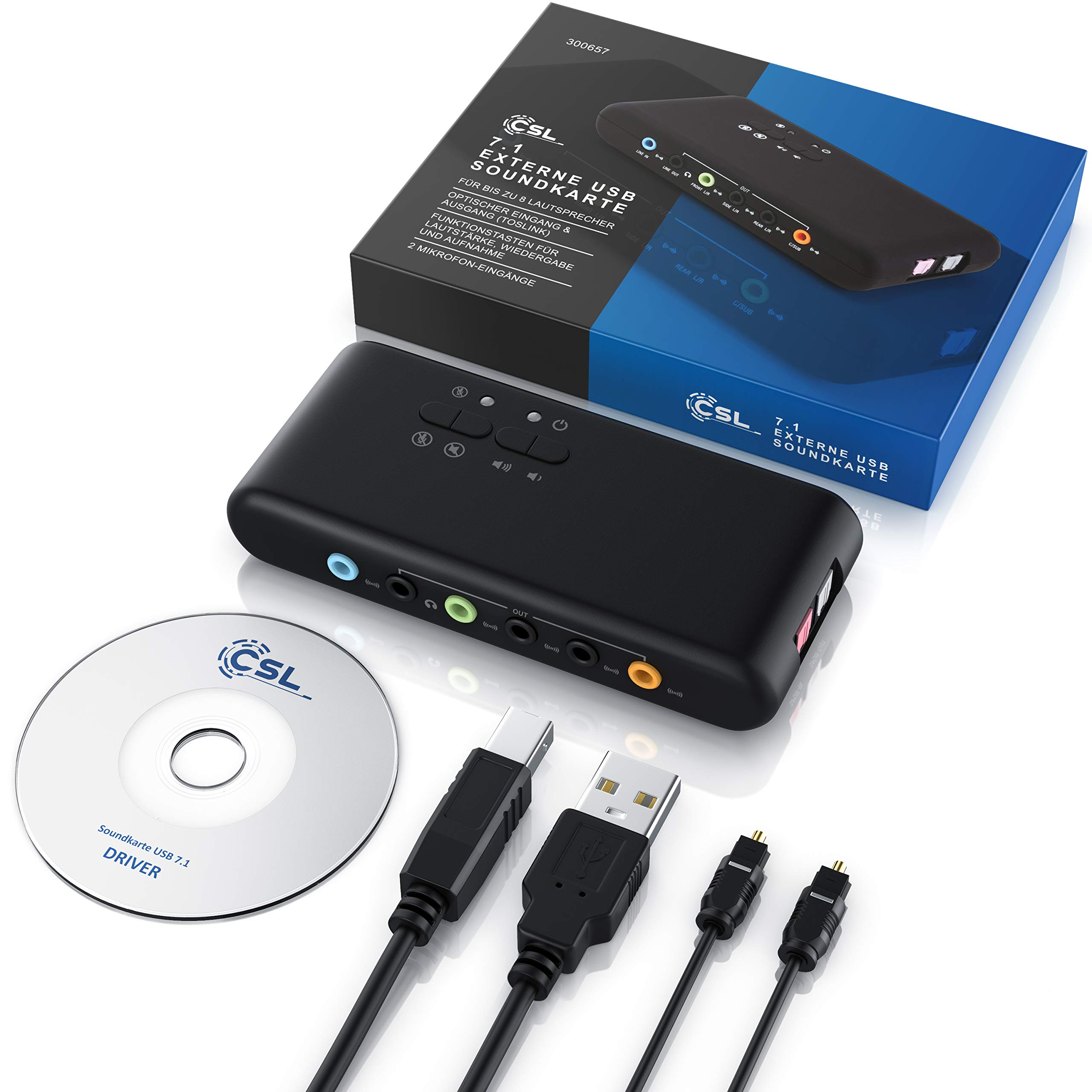 CSL 7.1 USB External Sound Card - 8-Channel Audio Adapter with Dynamic 3D Surround Sound - Supports Analog & Digital Devices - Ideal for Gaming, Home Theater, and Studio Recording