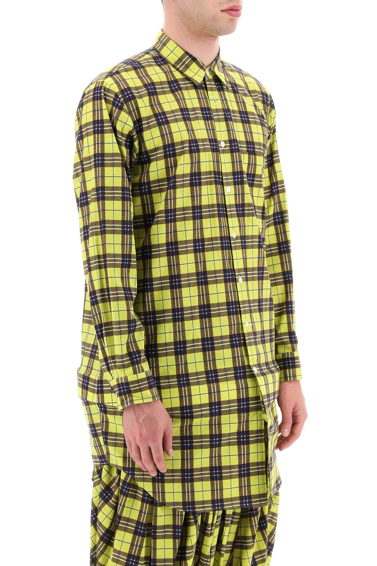 Comme des Garcons Homme Plus Check Cotton Shirt with Rigid Insert - Stylish Casual Wear for Men, Office & Date Night Outfits