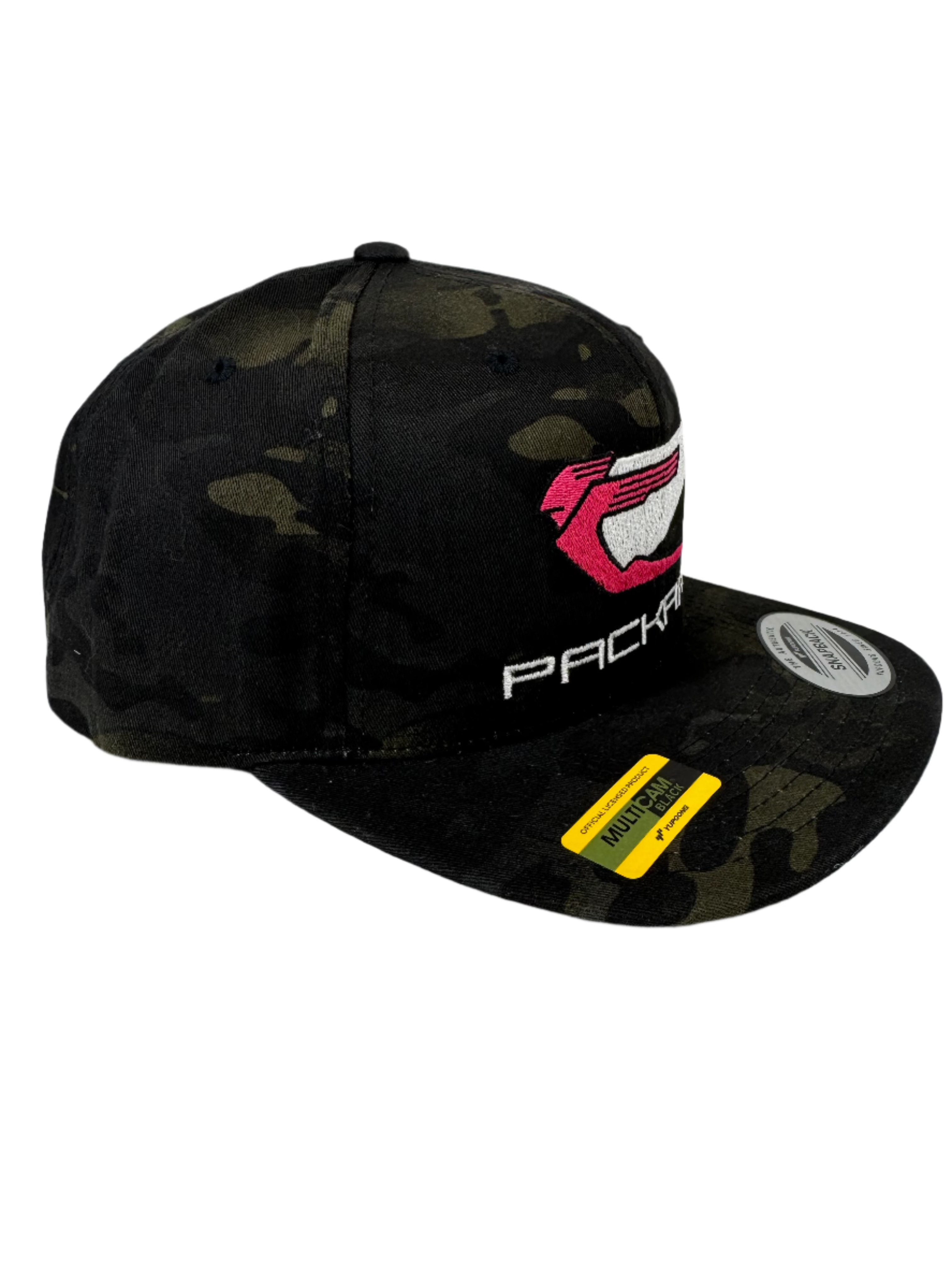 Stylish Embroidered SnapBack Flat Brim Hat - Pink & White Logo Design | Perfect for Streetwear, Hip Hop Fashion & Casual Outfits