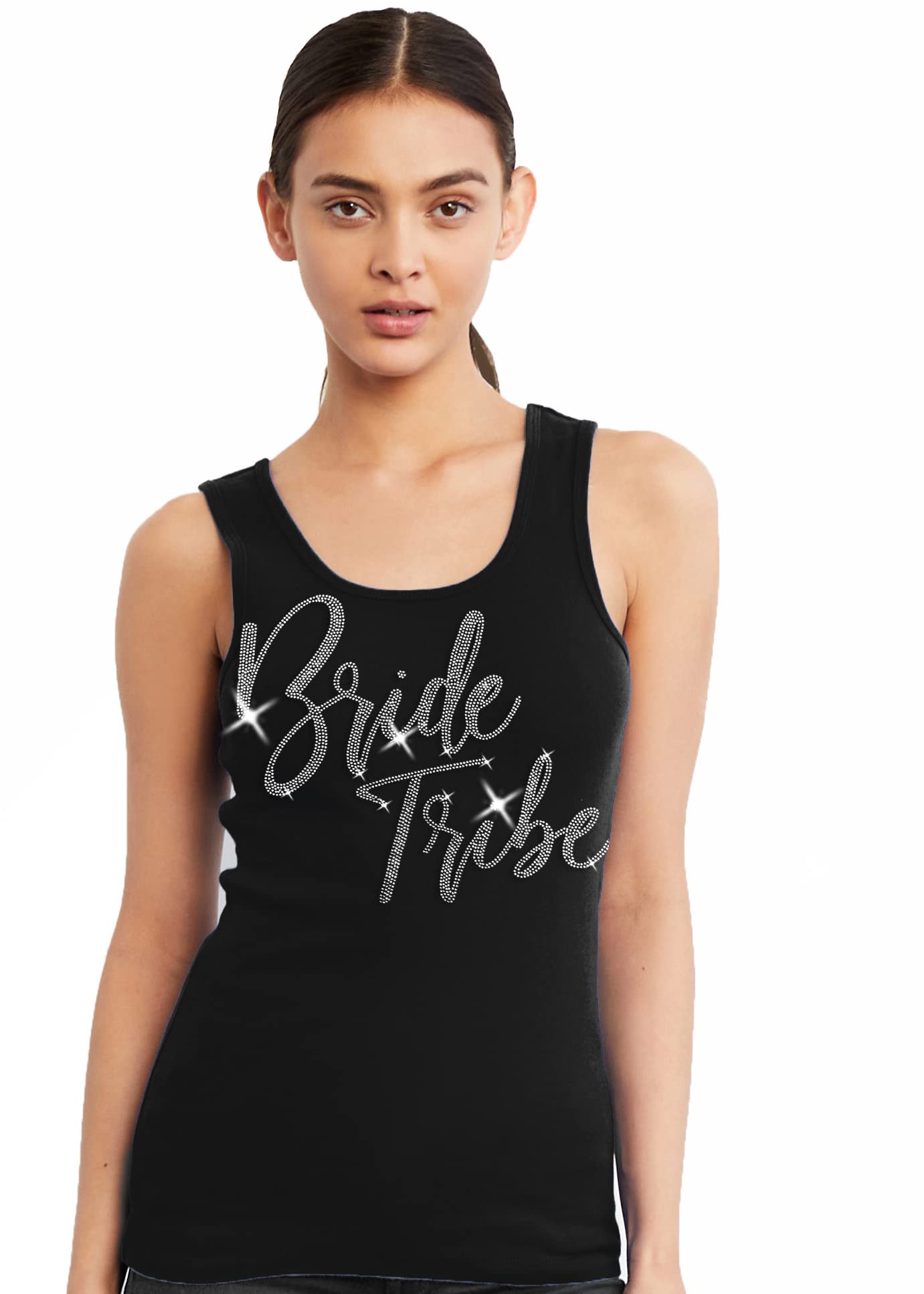 Sparkling Rhinestone Sash Bachelorette Party Outfits - Bride & Bridal Tank Tops - Bridesmaid & Maid of Honor Bridal Shower Shirts - Perfect for Wedding Showers, Girls' Night Out & Bachelorette Celebrations