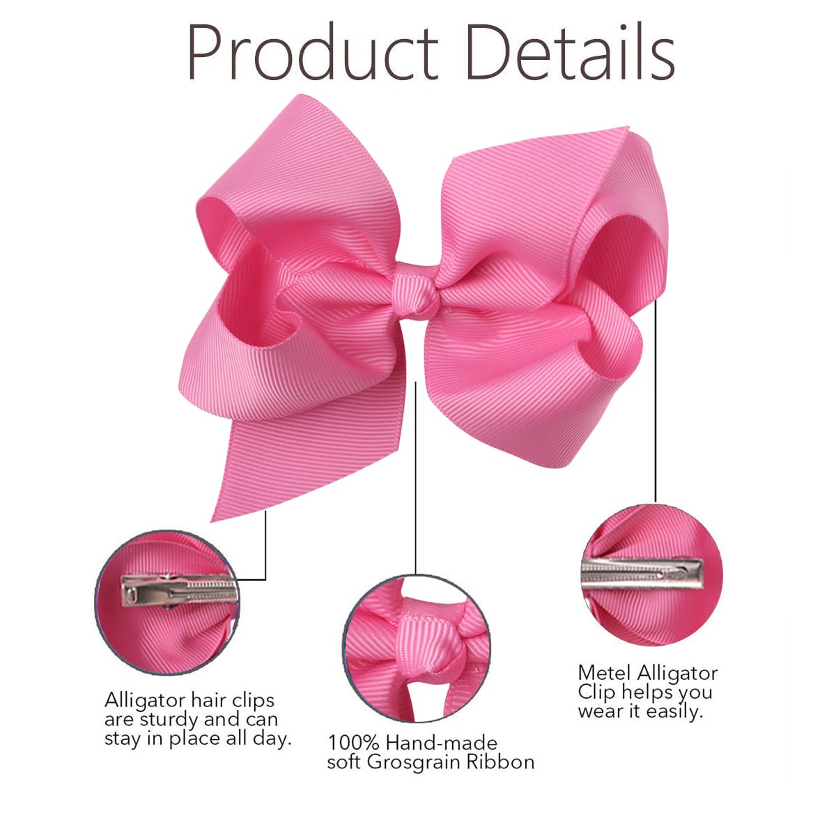 10PCS Girls Hair Bows Clips - Black Grosgrain Ribbon Alligator Clips for Toddlers & Kids (Blue, 6 Inch) - Perfect for Parties, School, and Daily Hair Accessories