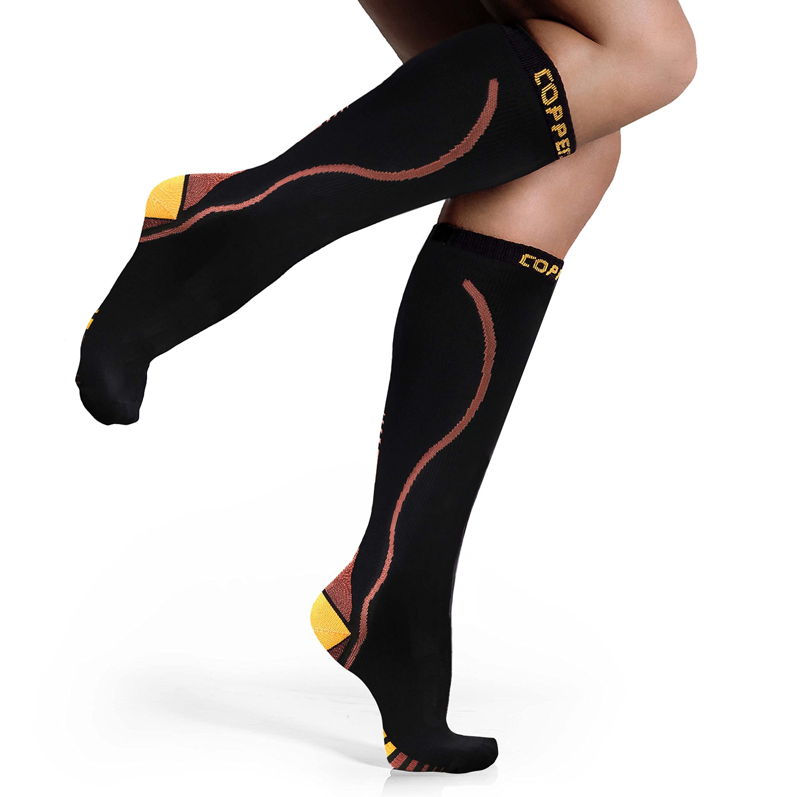 CopperJoint Copper Compression Socks for Men & Women – Comfortable Supportive Running & Knee High Socks for Circulation, Workout Recovery & All-Day Wear