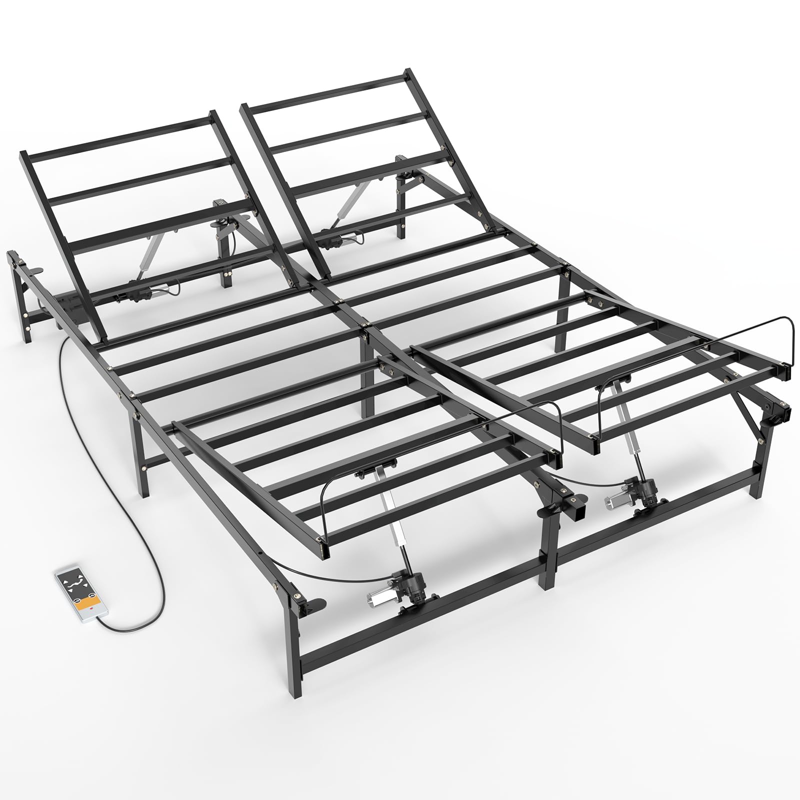 Queen Size Adjustable Bed Frame with Remote Control - 4 Quiet Motors for Head & Leg Adjustment, Reduces Snoring & Pain Relief - Perfect for Home, Hospital & Recovery Use