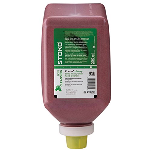 Stoko 99027563 Cherry Scented Hand Cleaner - 2,000ml (67.6oz) Soft Bottle, Pack of 6 | Industrial Strength Hand Cleanser for Mechanics, Gardeners & DIY Projects | Fast-Acting Degreaser for Tough Grime & Oil Removal