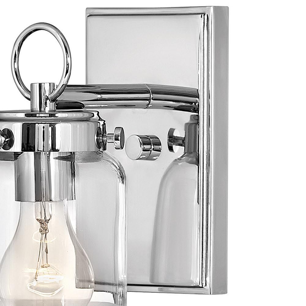 Hinkley Penley Collection One Light Bathroom Vanity Fixture with Clear/Etched Glass in Polished Nickel - Elegant Lighting for Modern Bathrooms & Powder Rooms