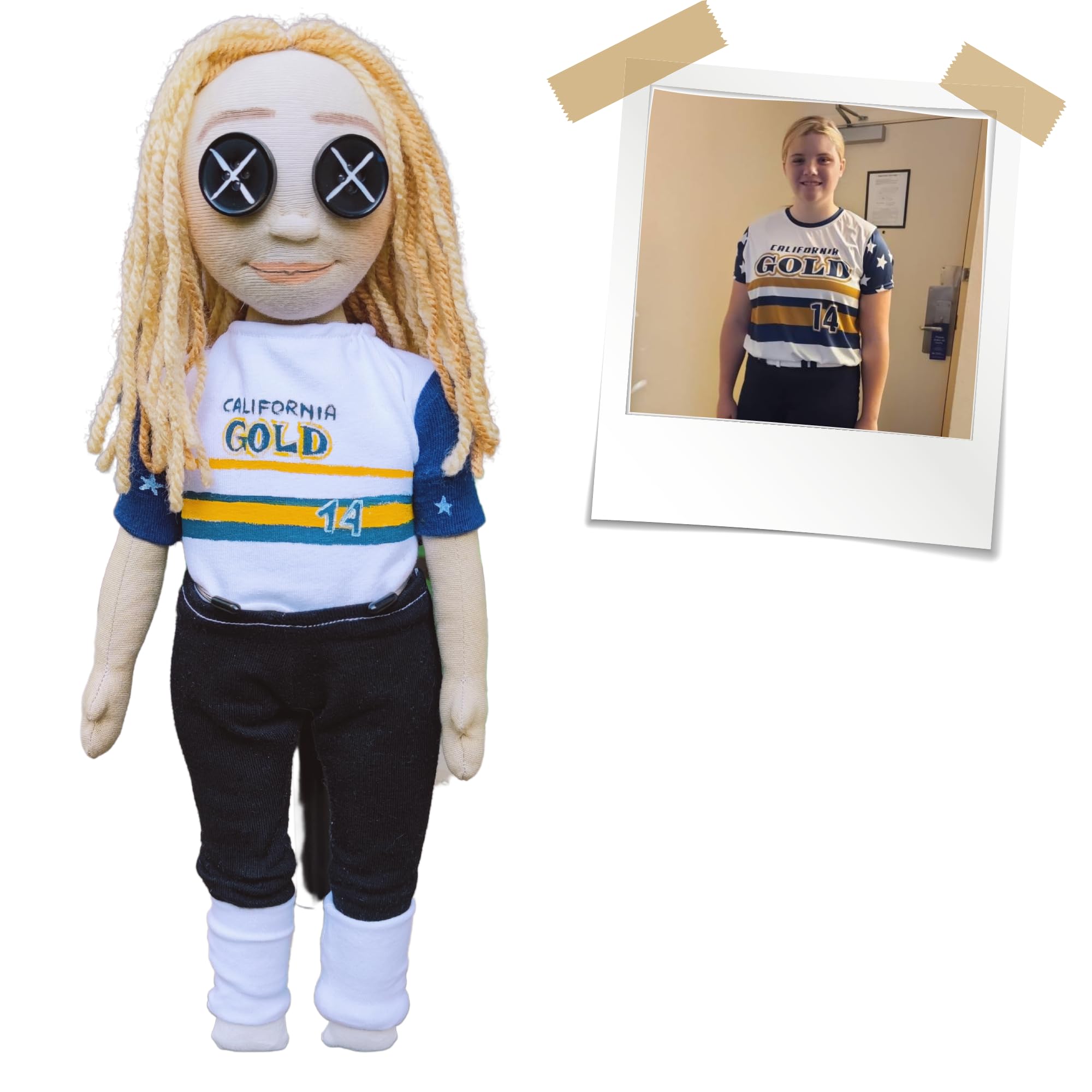Handmade Custom Cloth Doll with Button Eyes - Personalized Photo to Doll Gift (12 Inch) - Perfect for Birthdays, Anniversaries & Home Decor