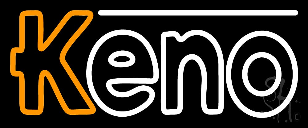 Border With Keno 2 LED Neon Sign 10x24 Inches - Black Square Cut Acrylic Backing with Dimmer - Bright Premium Indoor Wall Decor for Home, Bar, Game Room & Storefront - Perfect for Arcade, Man Cave & Retail Display
