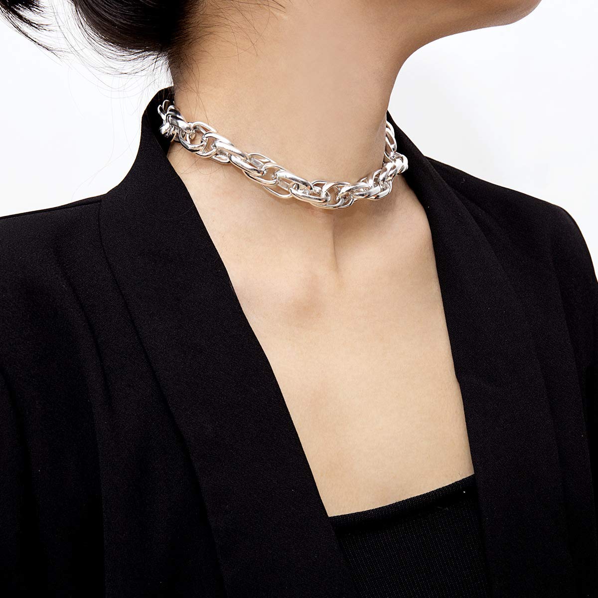 Chunky Cuban Link Chain Necklace for Women - Punk Exaggerated Miami Style Choker Jewelry | Perfect for Layering, Parties, and Bold Fashion Statements