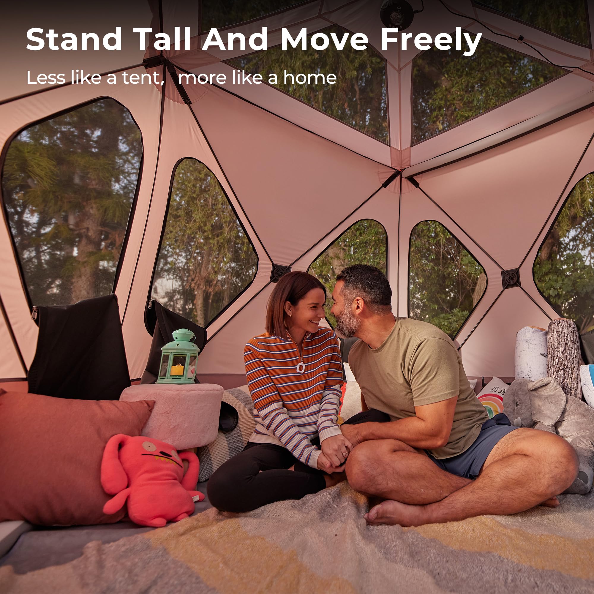 ACACIA 2-3 Person Pop Up Camping Tent with 8 Windows & Footprint - Waterproof Windproof Easy Setup Hub Tent for Family Camping, Hiking, Glamping - Perfect for Outdoor Adventures, Backpacking & Weekend Getaways