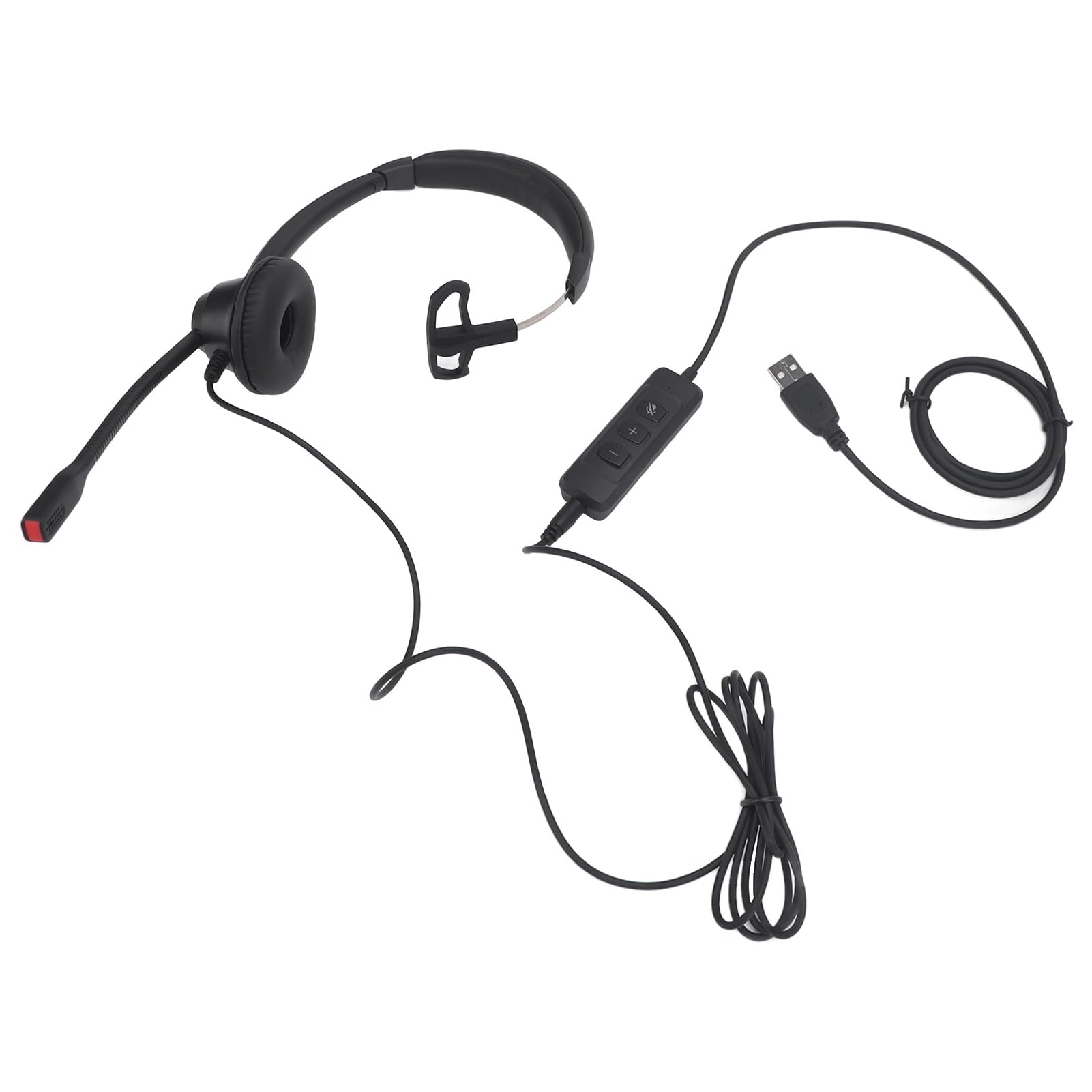 Noise Cancelling USB Headset with Microphone - Single Ear Headphone for PC, Laptop, Phone & Tablet - Includes USB to USB-C Adapter - Perfect for Home Office, Call Centers & Remote Work