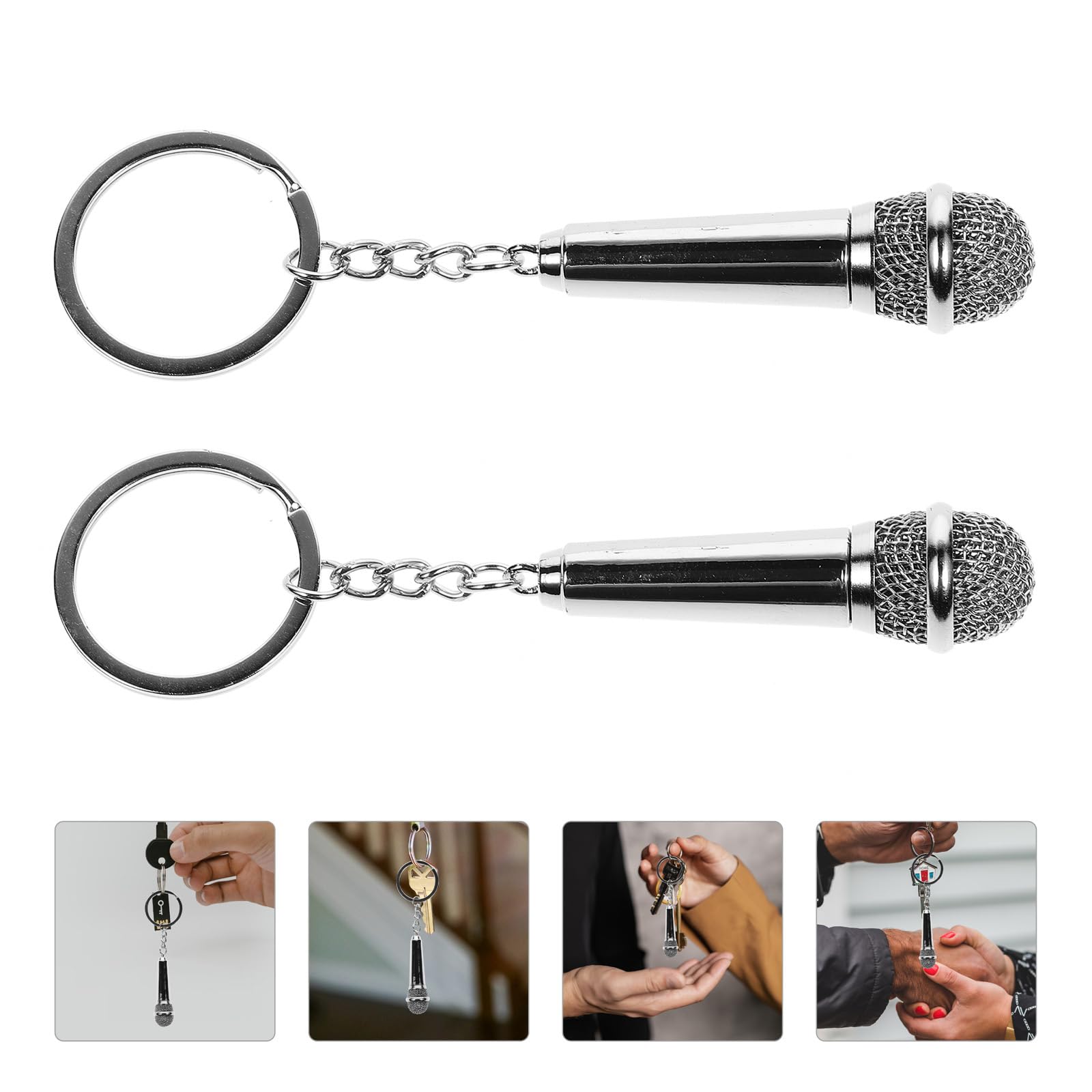 FOMIYES 2 Pack Cute Microphone Keychain - Mini Music Note Keyring for Purse, Bag & Keys - Perfect Party Favors & Gifts for Musicians & Music Lovers - Great for Concerts, Karaoke Nights & Music Themed Events