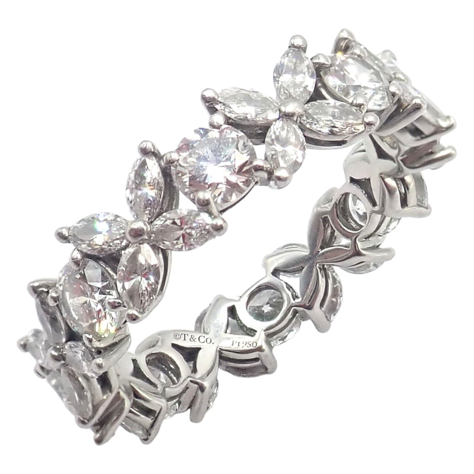 Tiffany & Co Platinum Alternating 1.93ct Diamond Victoria Band Ring Size 6 - Elegant Wedding Band, Anniversary Gift for Her, Luxury Diamond Jewelry for Special Occasions