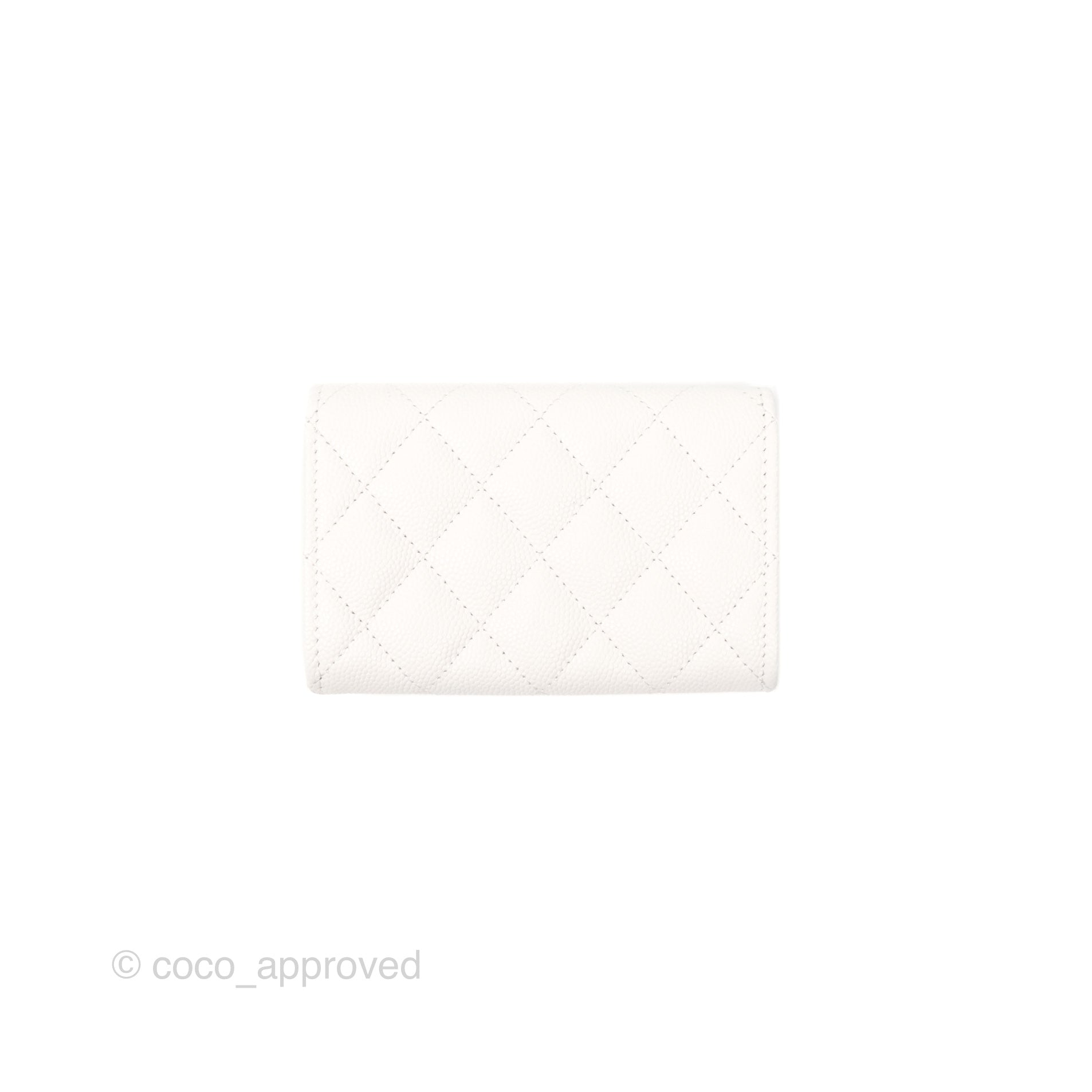 Chanel CC Resin Stone Flap Card Holder in White Caviar Leather - Luxury Compact Wallet for Everyday Use & Special Occasions