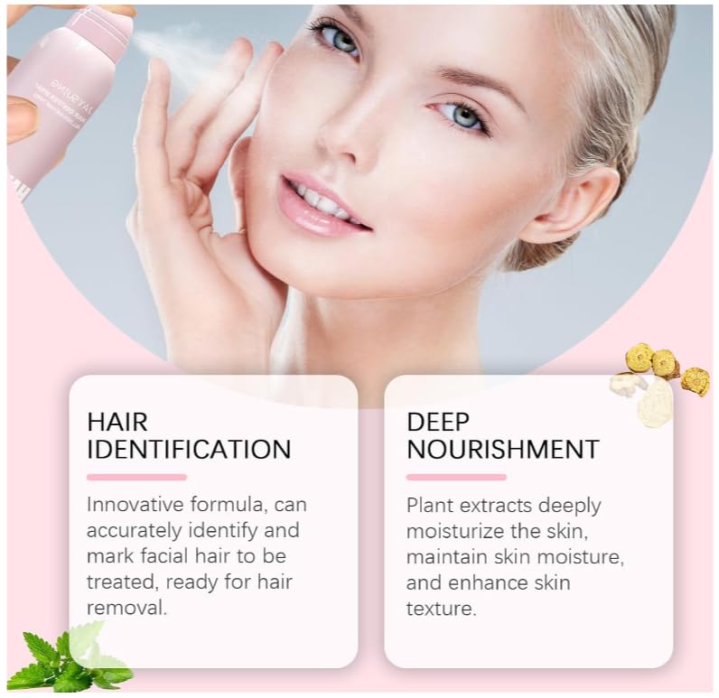 Best Hair Identifier Spray for Women - Skin & Body Hair Detection Spray with Razors | Facial Hair Removal Tool for Shaving & Eyebrow Grooming (Includes 4 Eyebrow Knives) | Perfect for At-Home Hair Removal & Beauty Routine