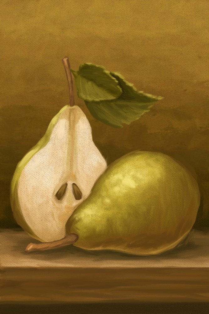 Premium Giclee Gallery Print - Pears Oil Painting Wall Art (16x24 Inches) | Elegant Home Decor, Office & Travel Poster for Kitchen, Dining Room & Living Space